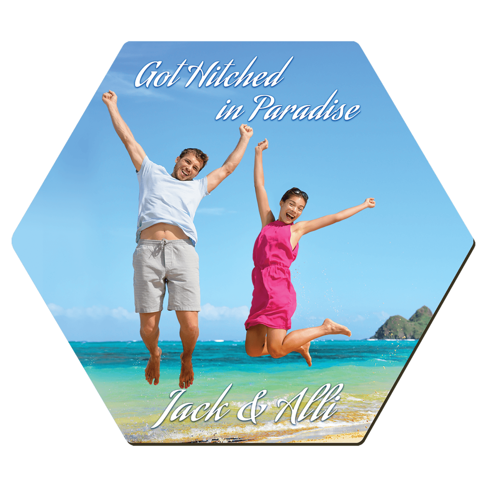 Gloss White Unisub Sublimatable Hardboard Hexagon Coaster w/Cork Back