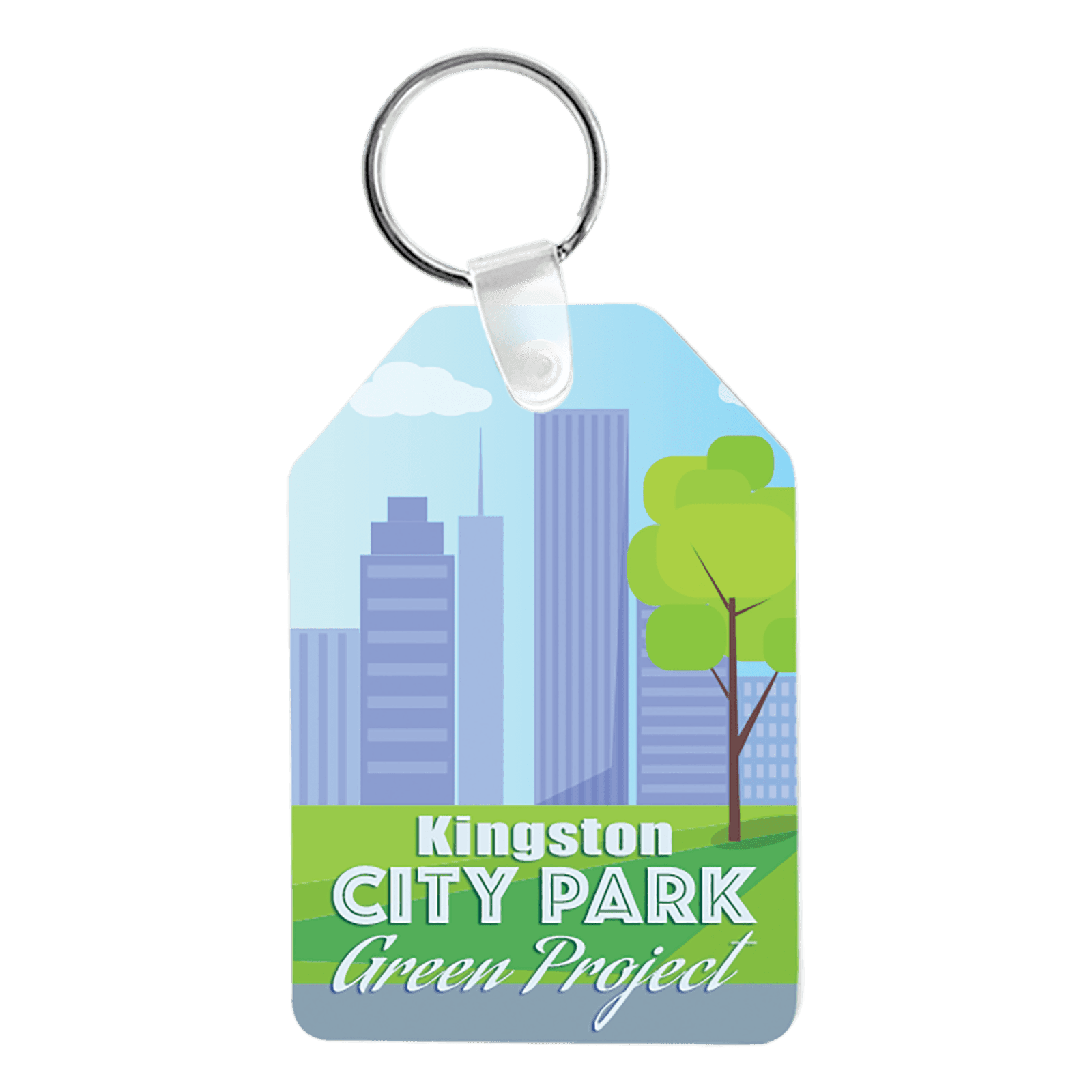 2.4" x 1.75" Semi Gloss White Aluminum 2-Sided Rectangle Keychain