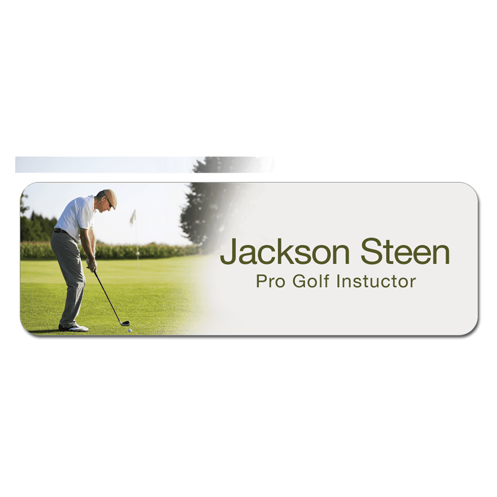 Gloss White Rectangle Name Badge