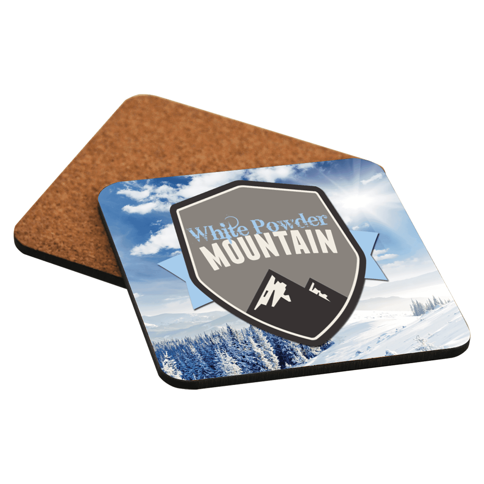 1-Sided Hardboard Square Coaster with Cork Back