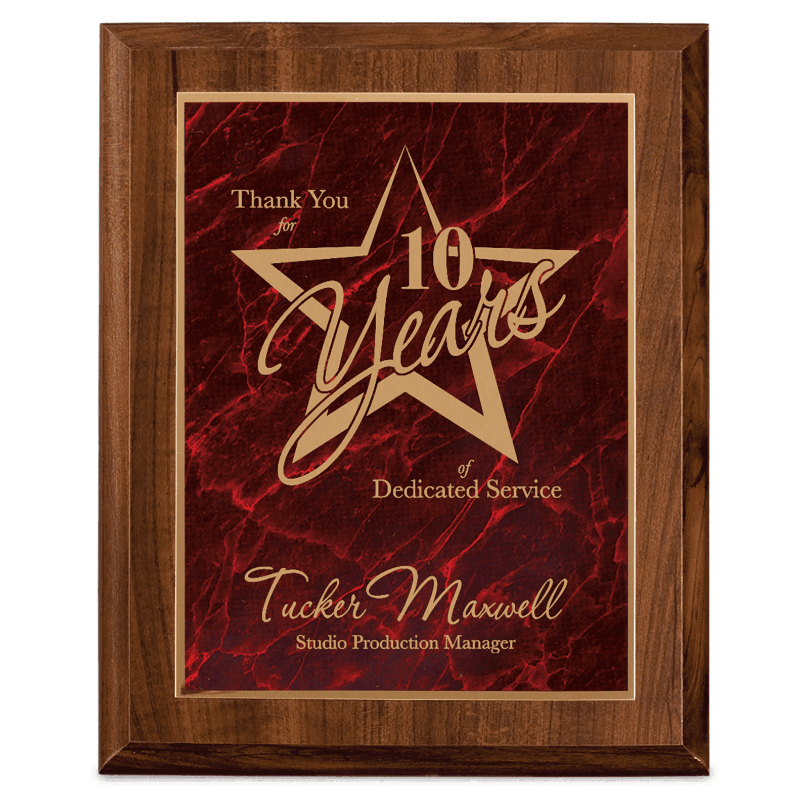 6" x 8" Cherry Finish Plaque with Red Marbleized Plate