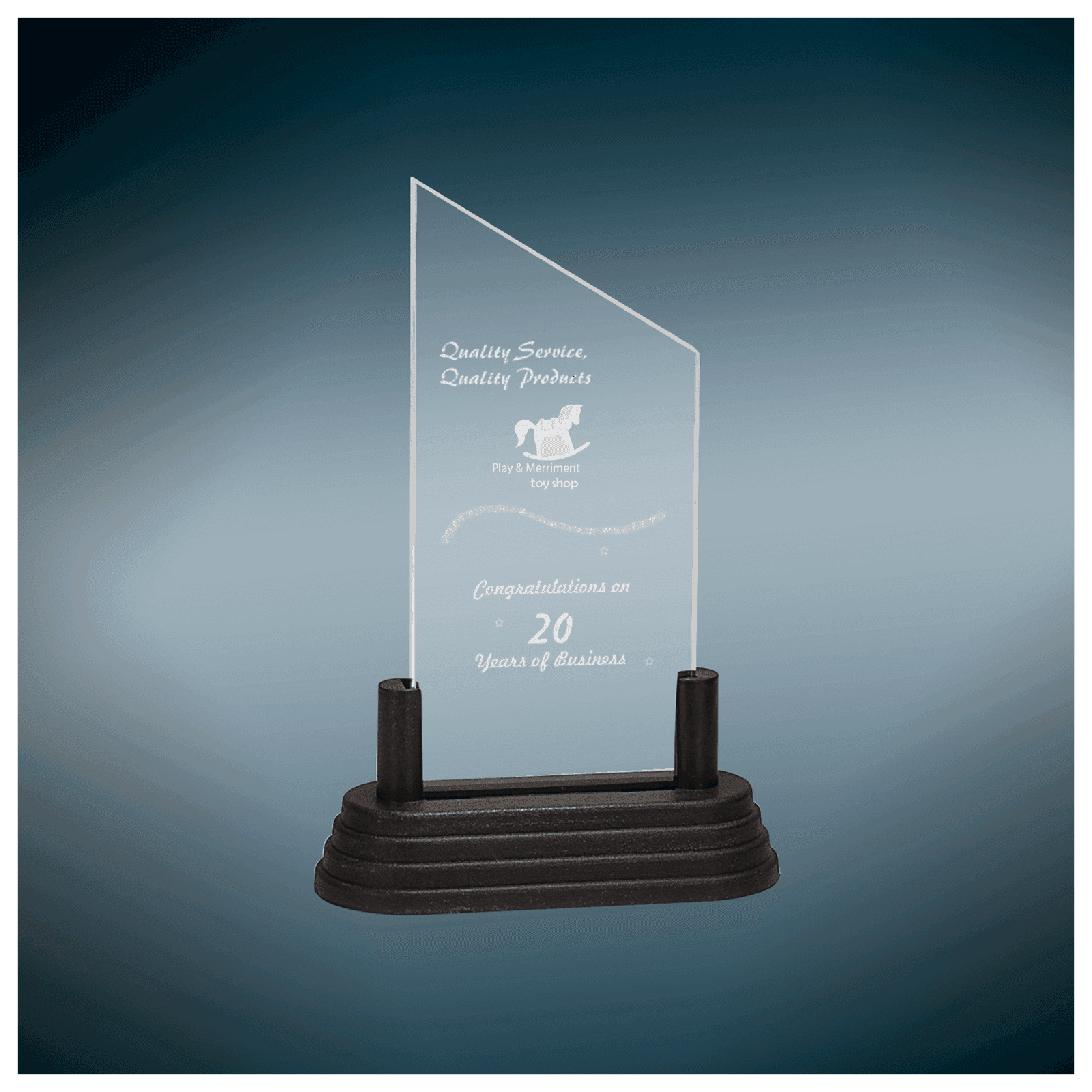 7" Clear Corners Pop-In Acrylic with Gold Pedestal Base