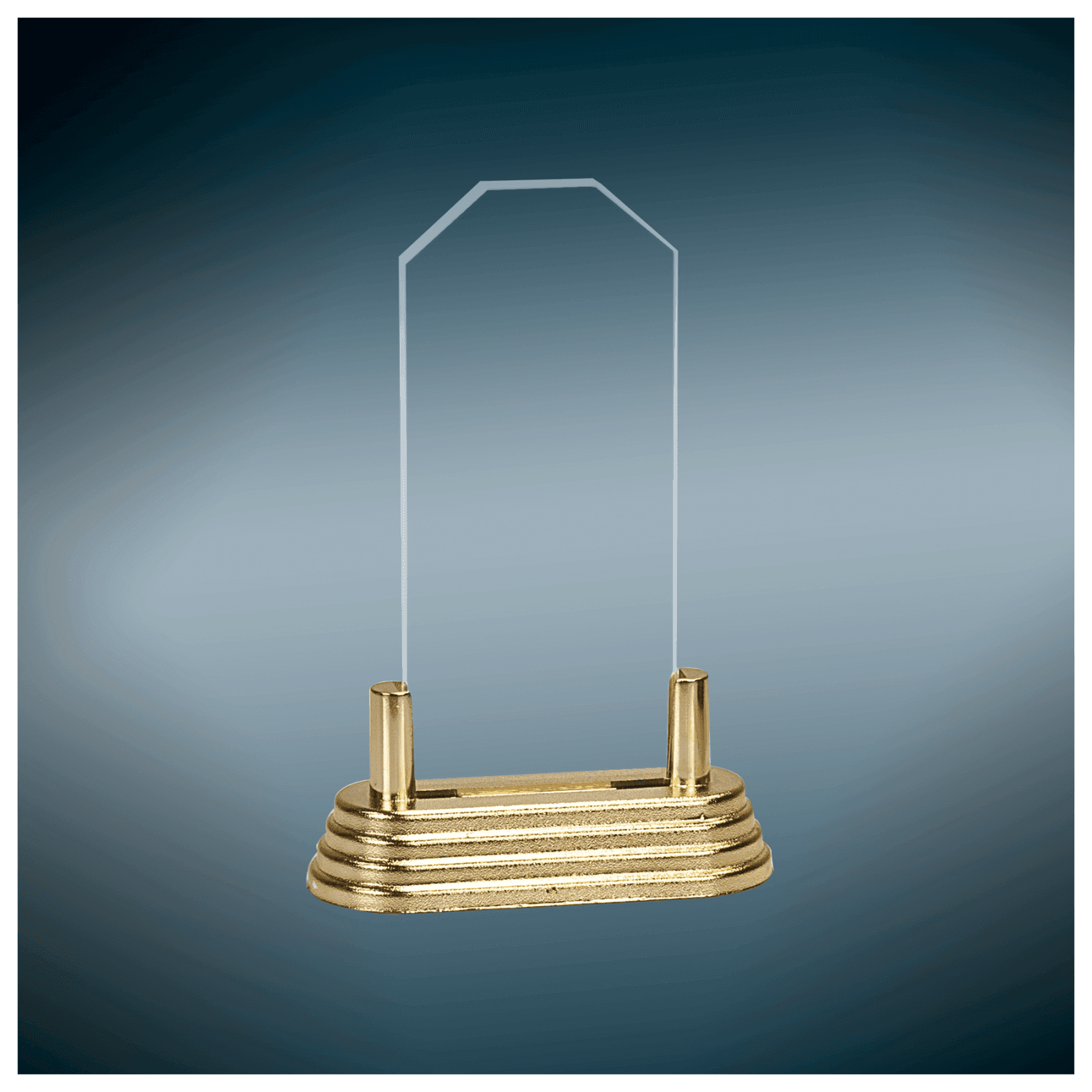 7" Clear Corners Pop-In Acrylic with Gold Pedestal Base