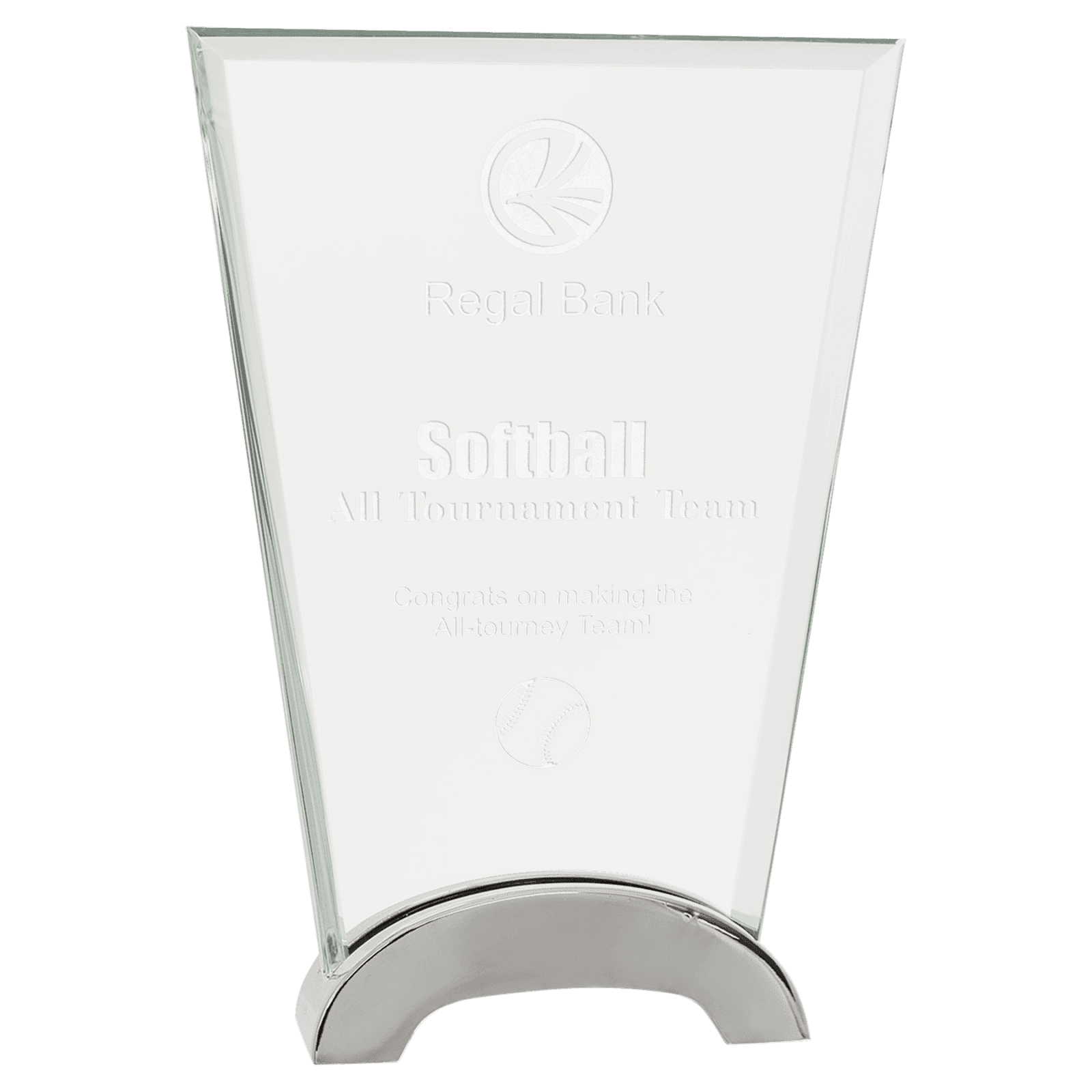 Fan Platinum Glass with Arch Metal Base