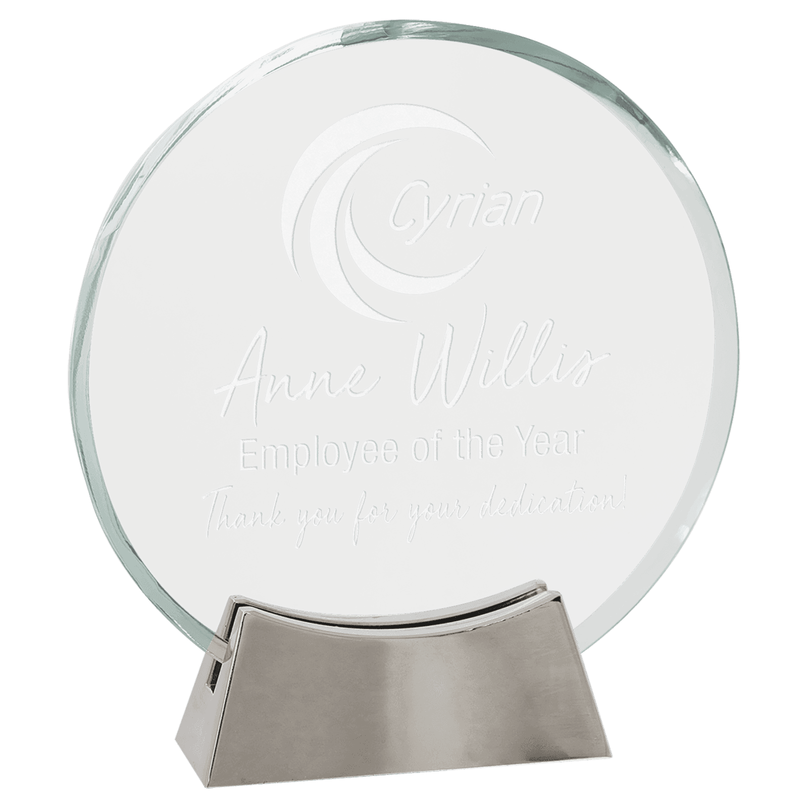 Round Platinum Glass with Full Metal Base