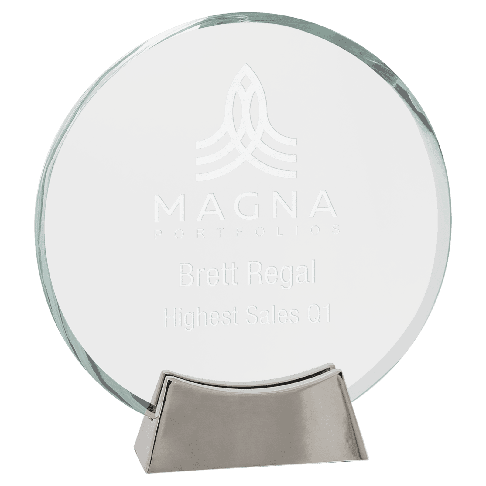 Round Platinum Glass with Full Metal Base