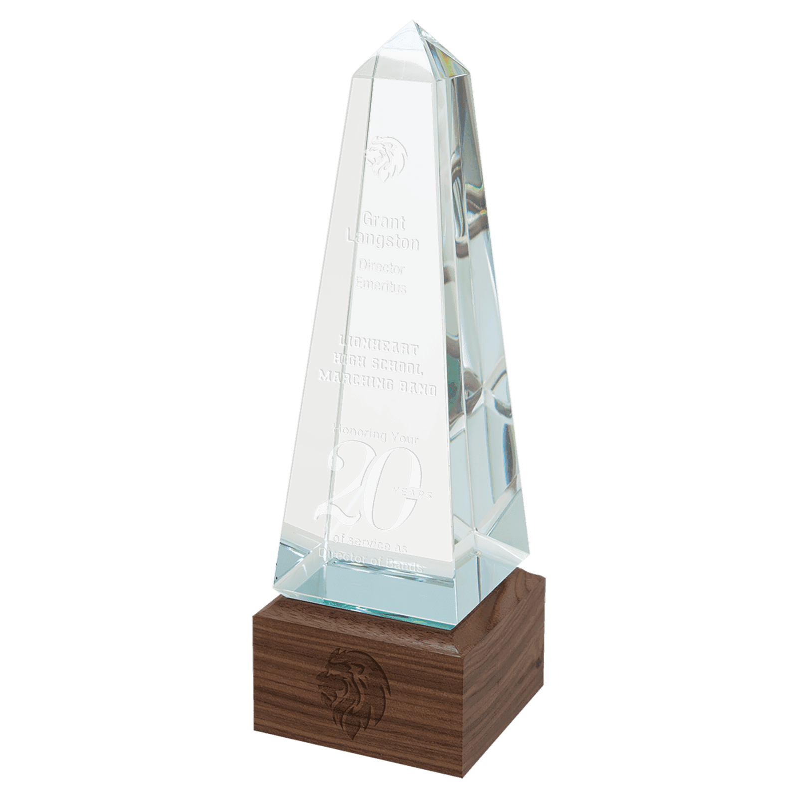 Obelisk Sierra Glass with Walnut Base