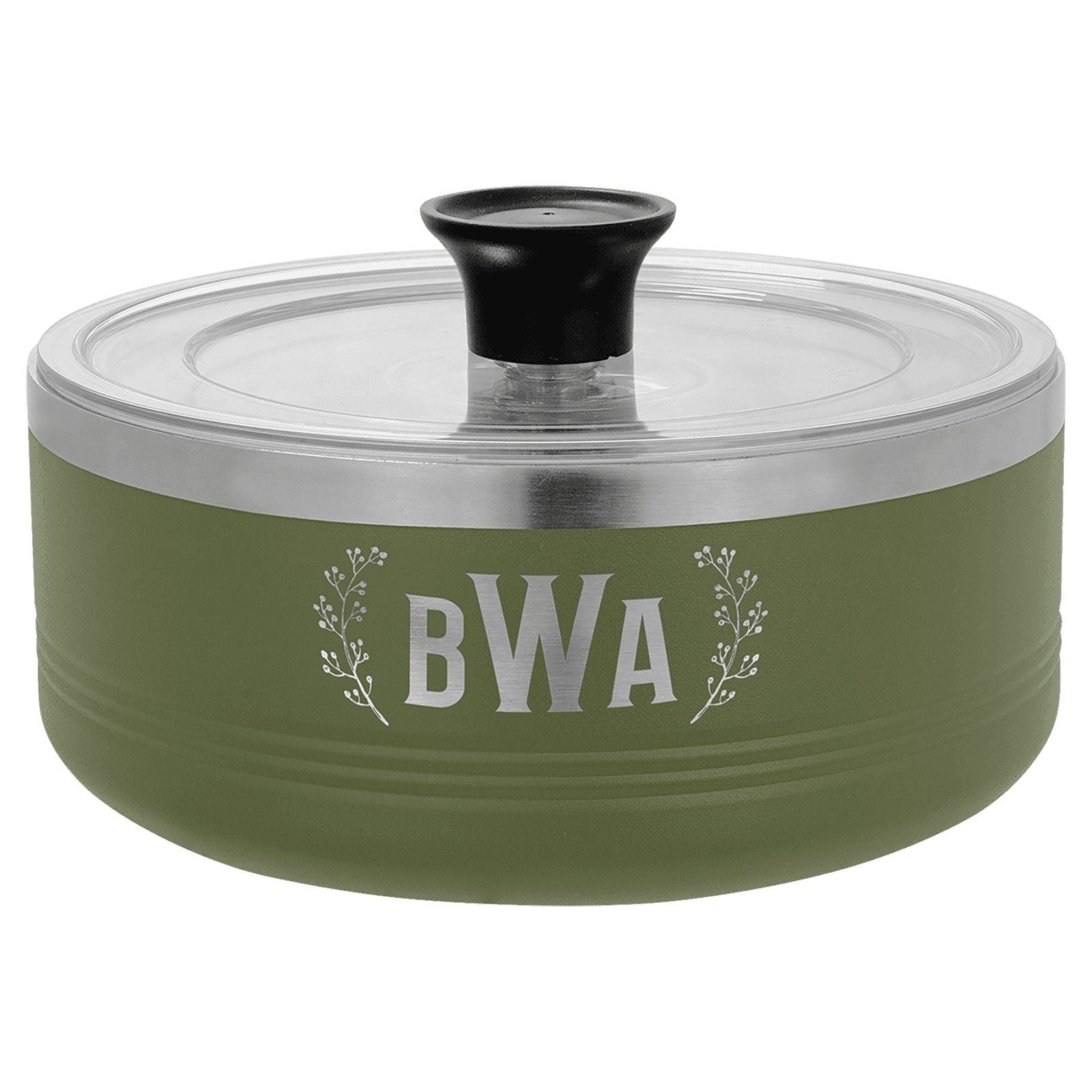 Olive Green Polar Camel 1.25 Quart Serving Bowl with Lid