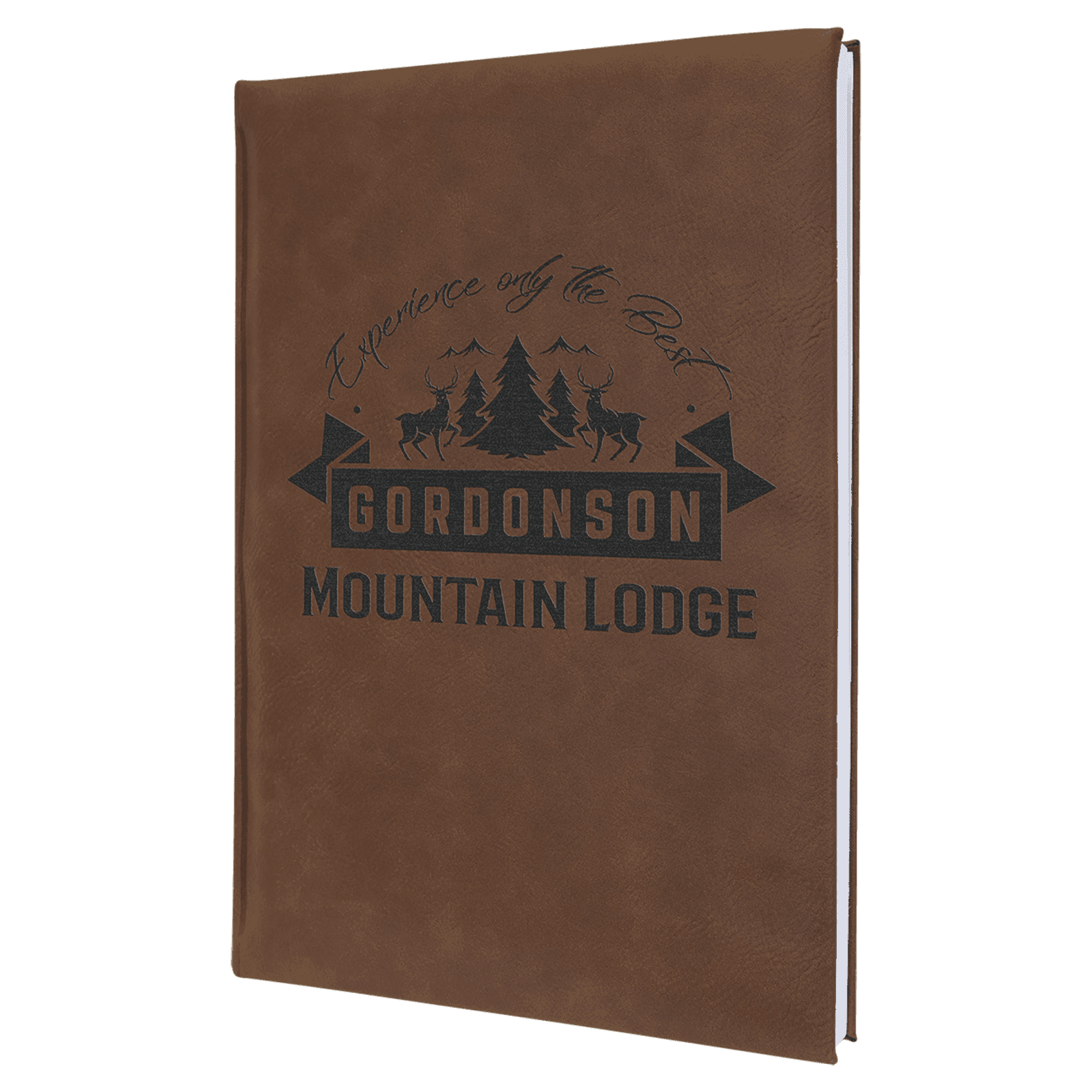 Dark Brown Lasered Leatherette Journal with Lined Paper