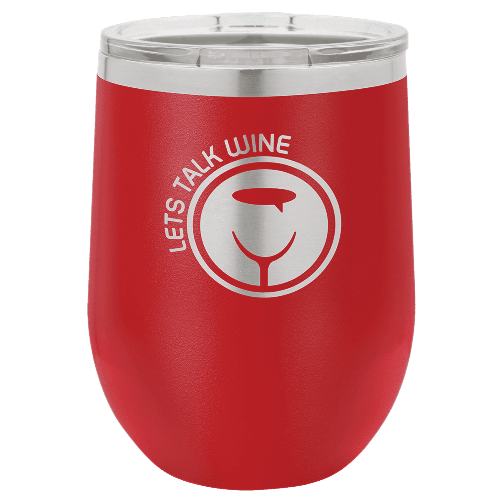 Red 12 oz. Polar Camel Stemless Wine Tumbler with Clear Lid