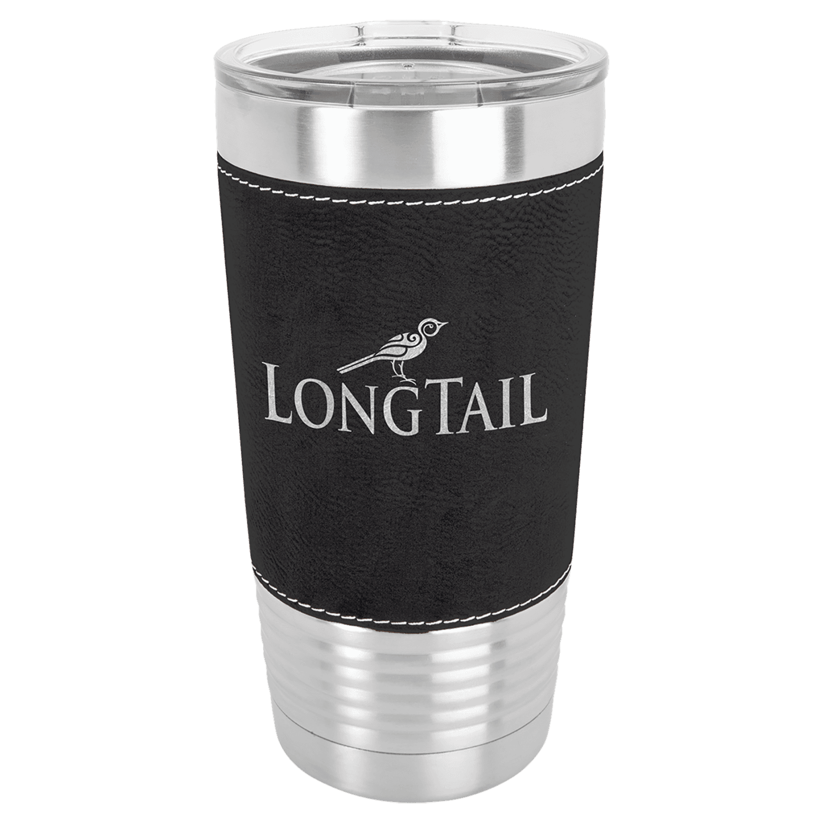 Black/Silver 20 oz. Polar Camel Leatherette Grip Tumbler
