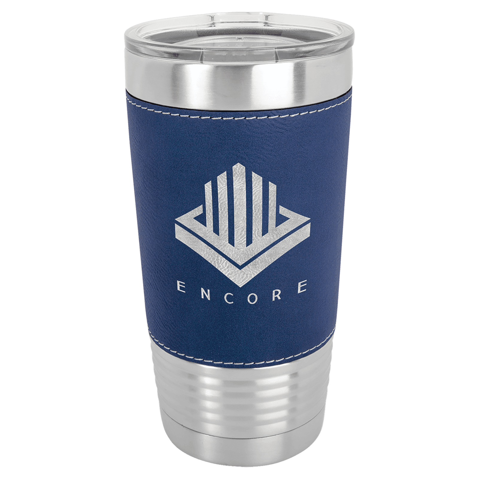 Blue/Silver 20 oz. Polar Camel Leatherette Grip Tumbler