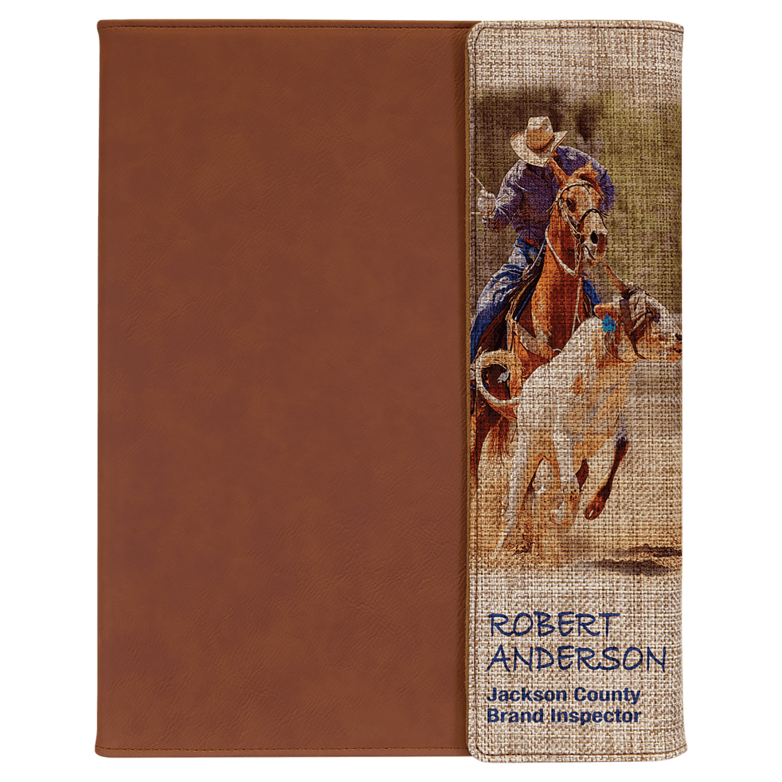 Rawhide with Sublimatable Burlap Portfolio with Notepad