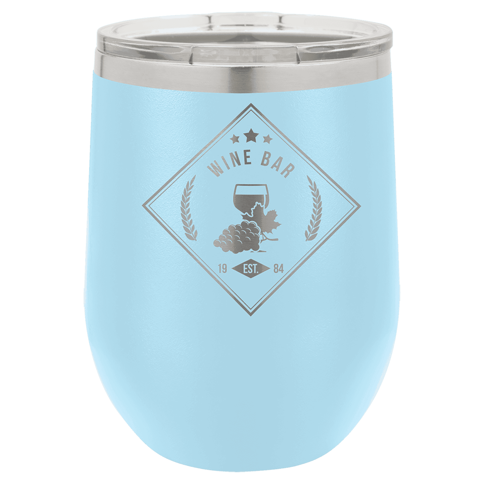 Light Blue 12 oz. Polar Camel Stemless Wine Tumbler with Clear Lid