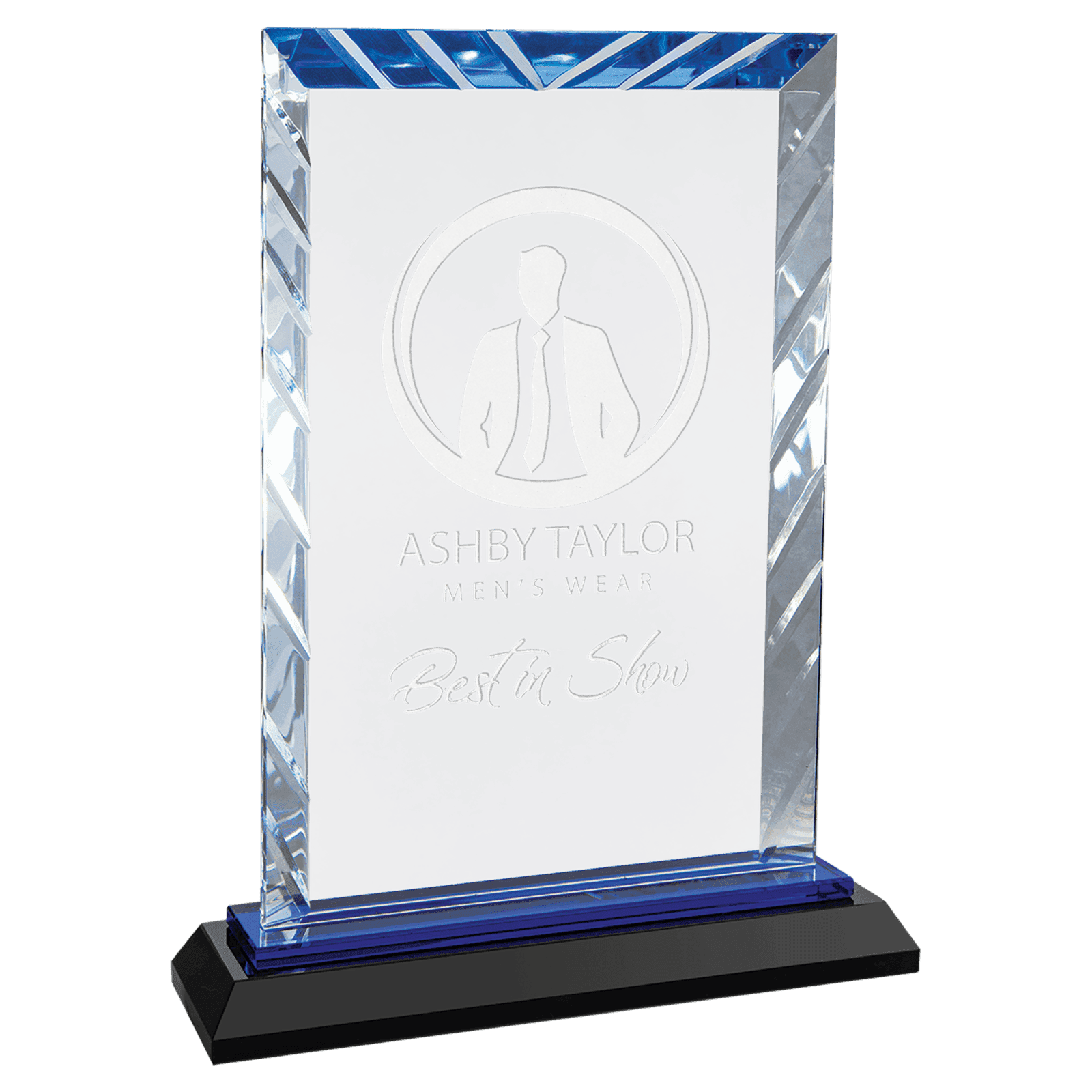 Medium Rectangle Accent Glass with Blue Base