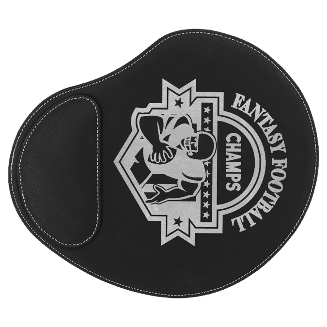Black/Silver Laserable Leatherette Mouse Pad