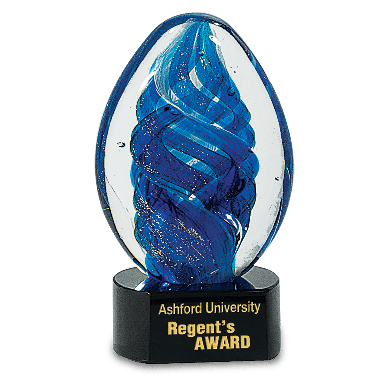 Blue Oval Swirl Art Glass
