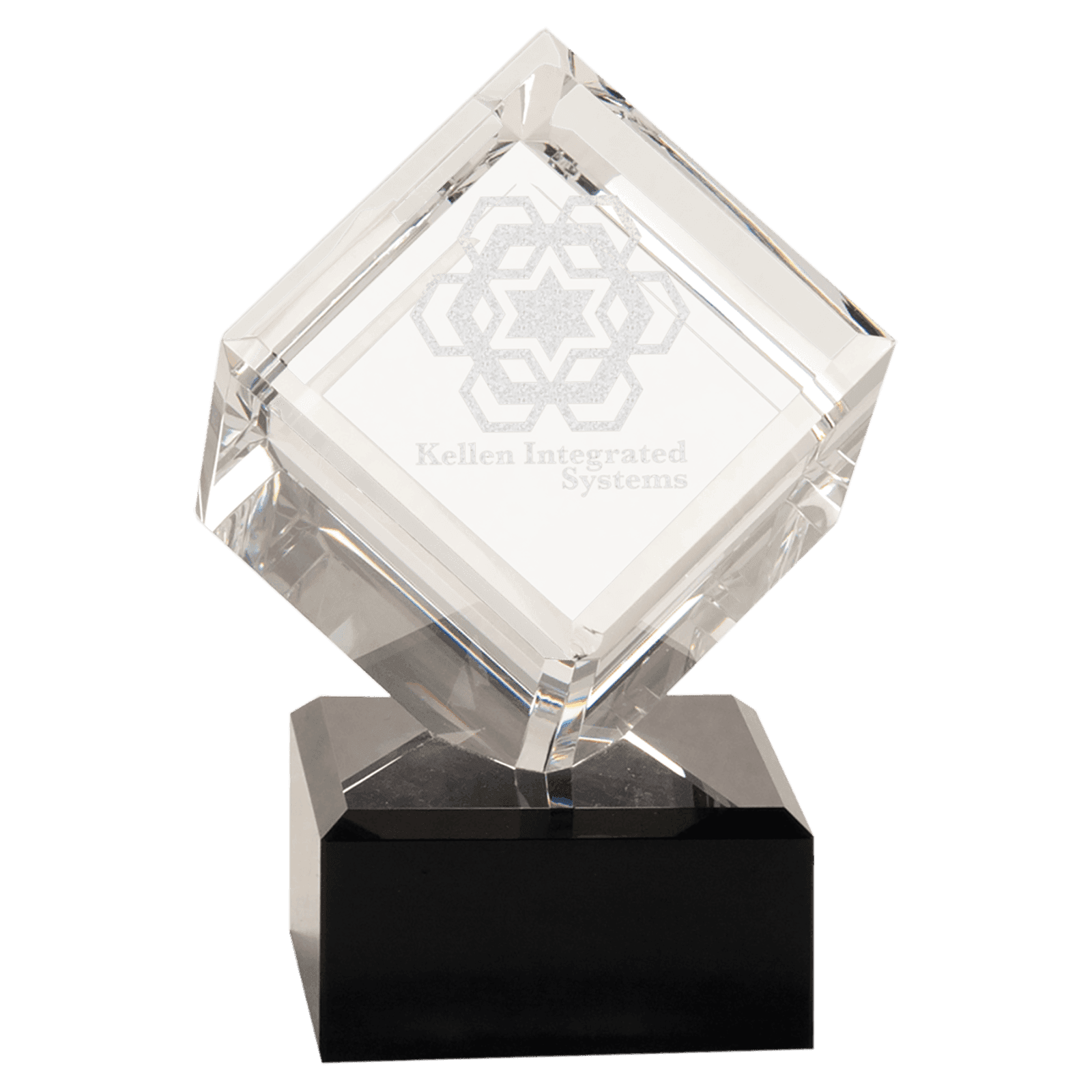 6" Crystal Cube on Black Crystal Base