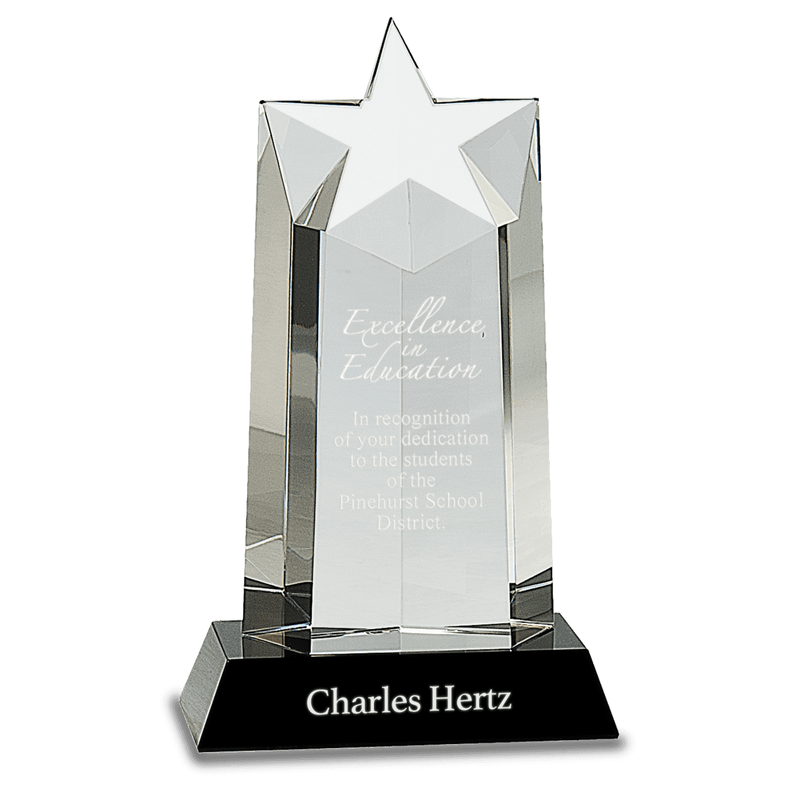 9 1/4" Crystal Star Column on a Black Crystal Base