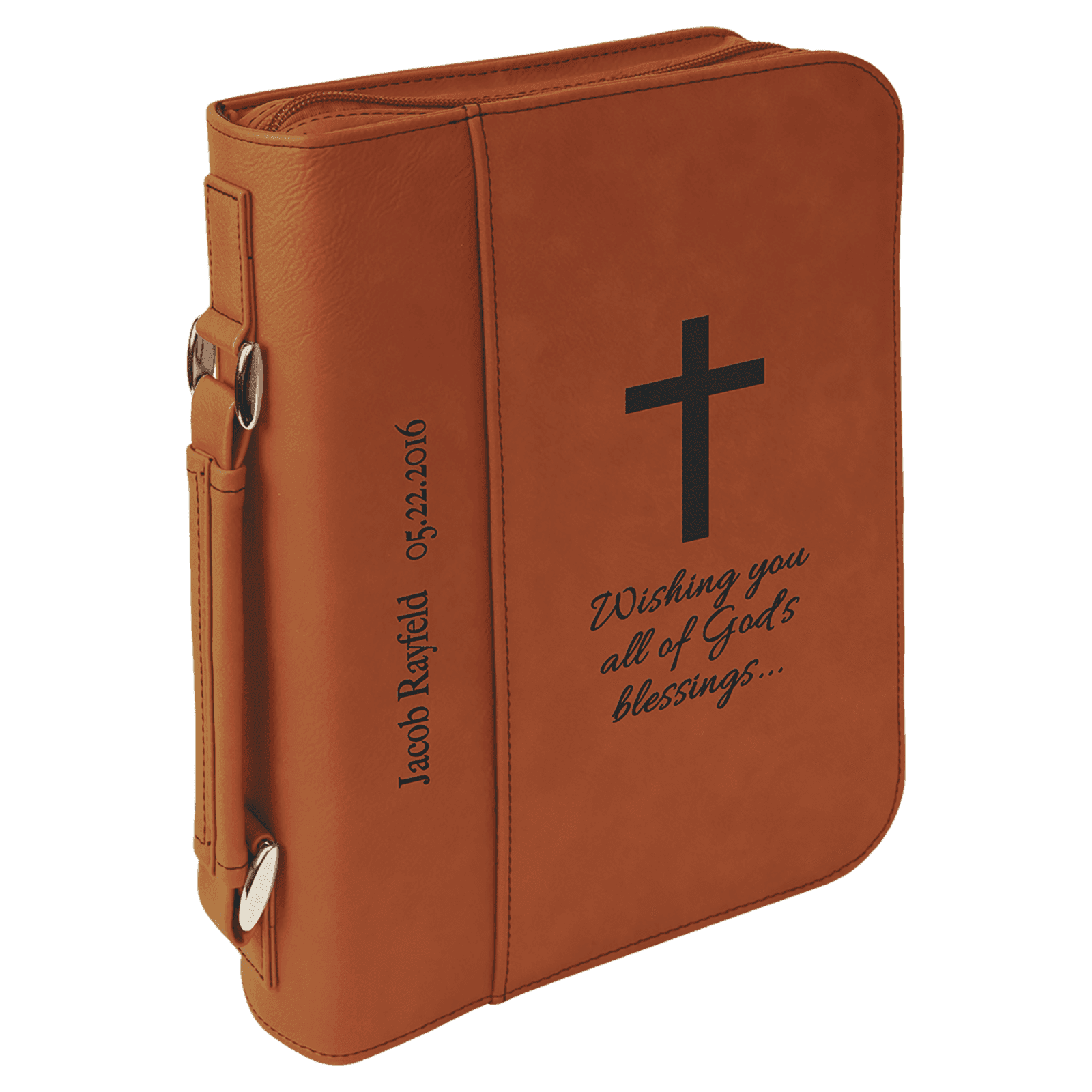 Rawhide Leatherette Book/Bible Cover with Zipper & Handle