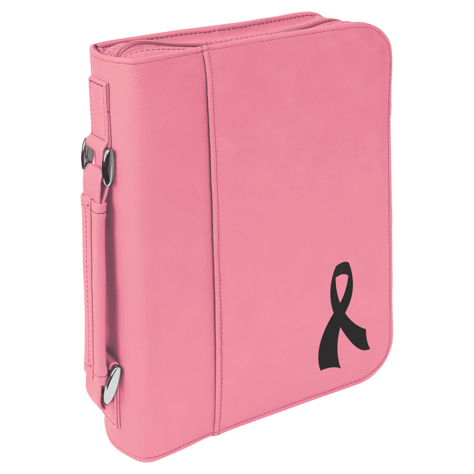 Pink Leatherette Book/Bible Cover with Zipper & Handle