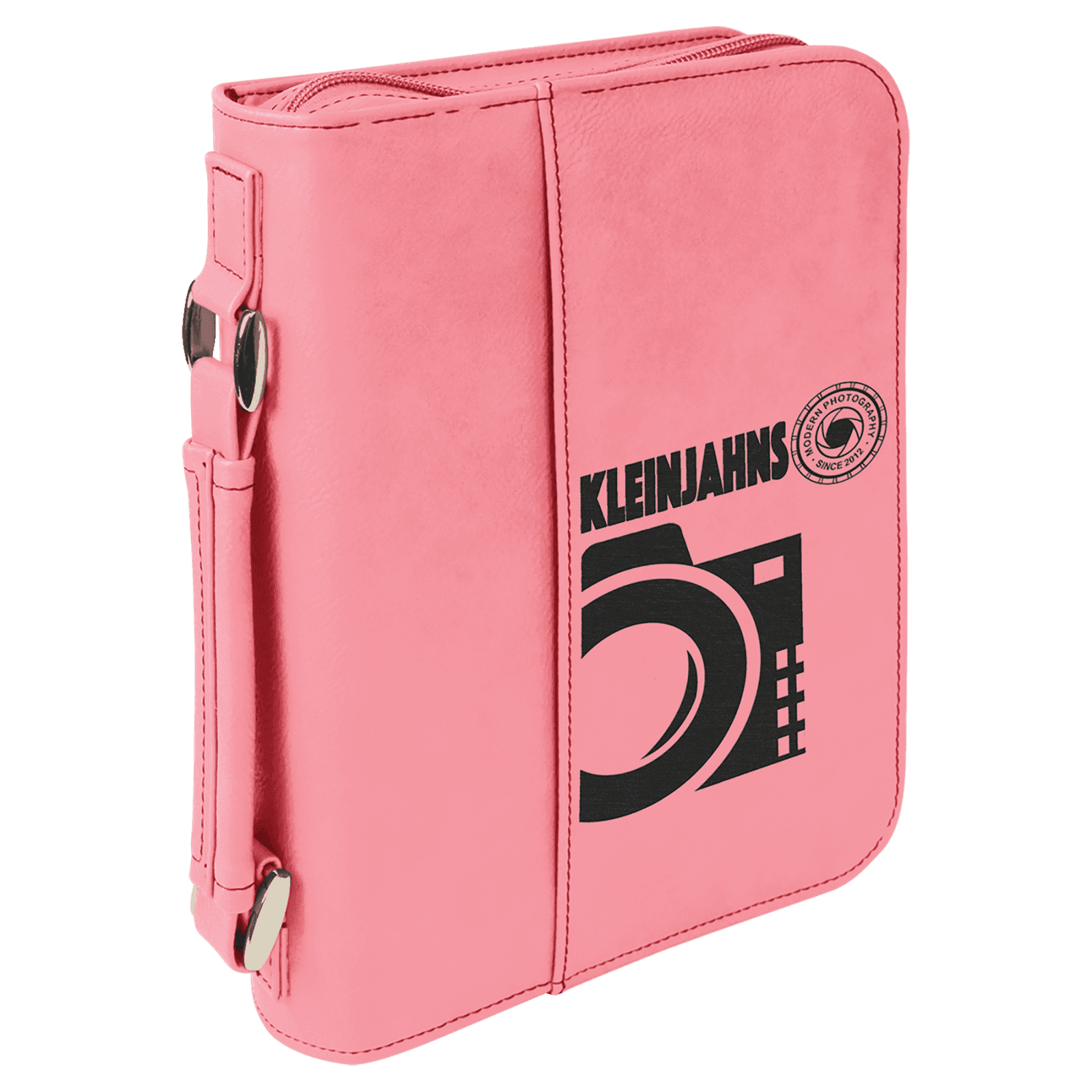 Pink Leatherette Book/Bible Cover with Zipper & Handle