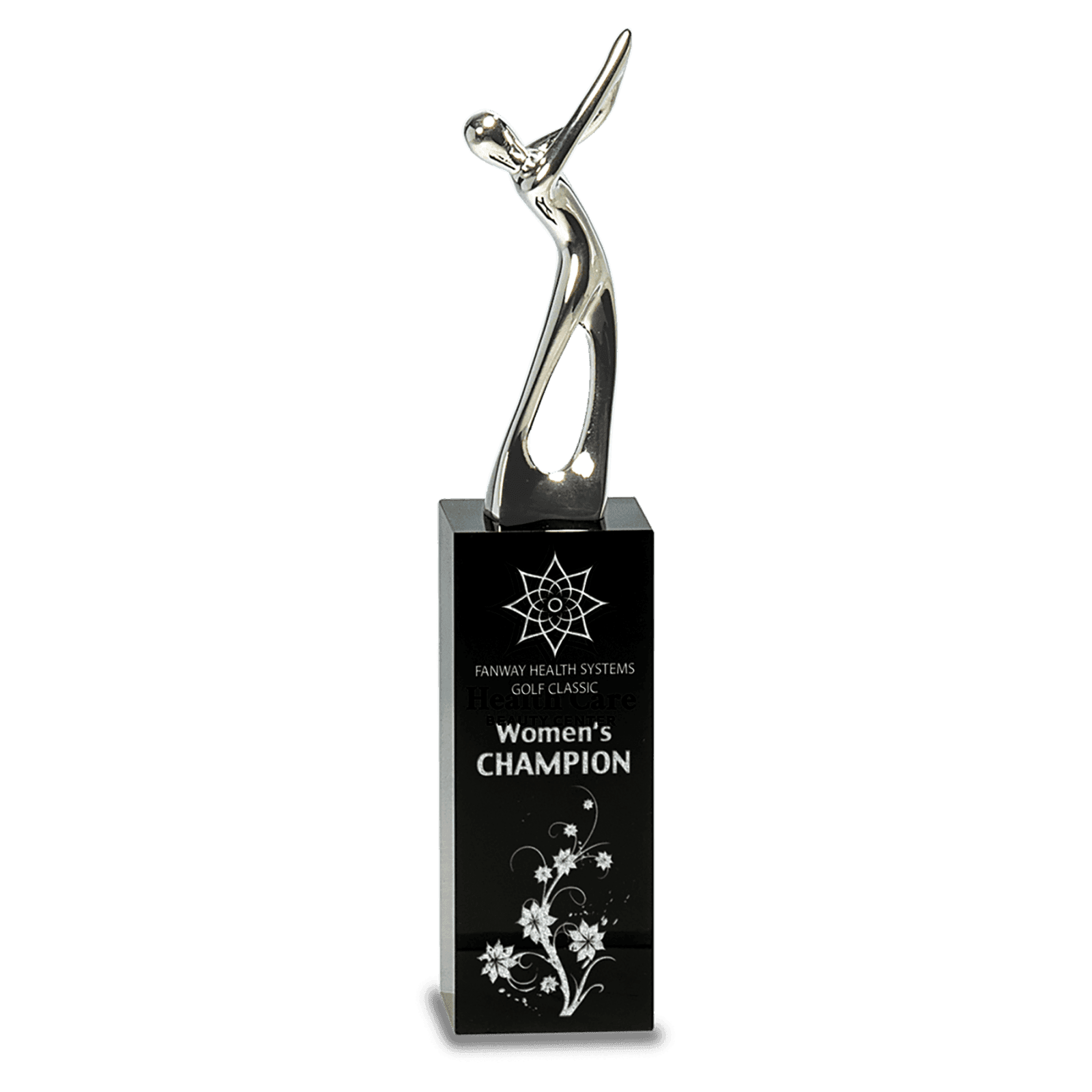 Black Crystal with Silver Metal Golfer-9 1/2"