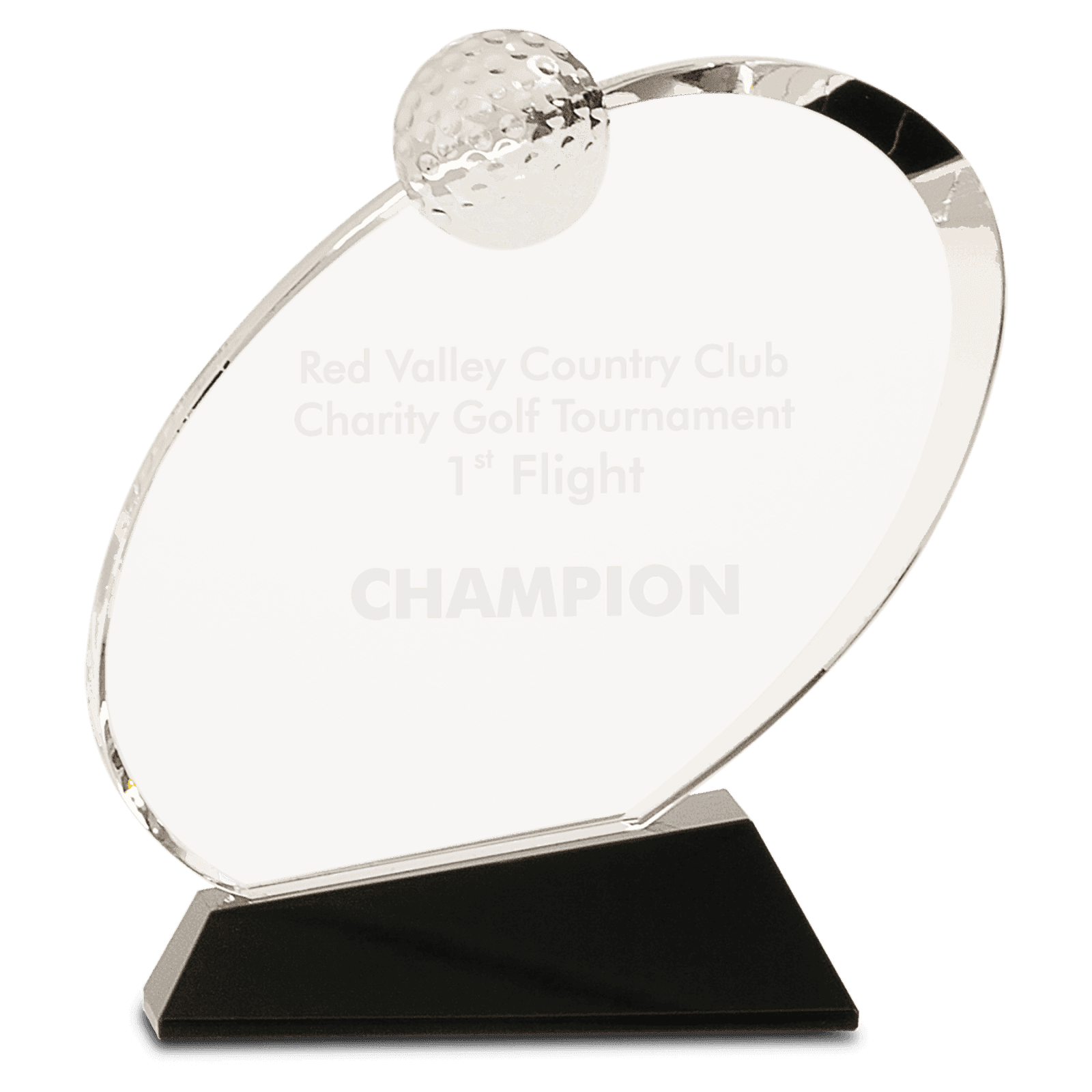 Crystal Golf Award on Black Crystal Base-7 1/4"