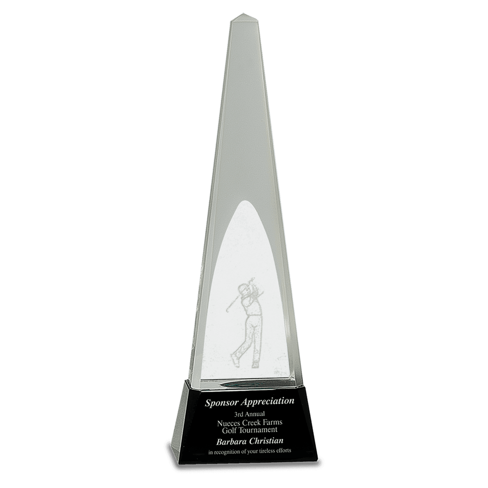 11 1/2" Crystal 3D Golf Spire on a Black Crystal Base