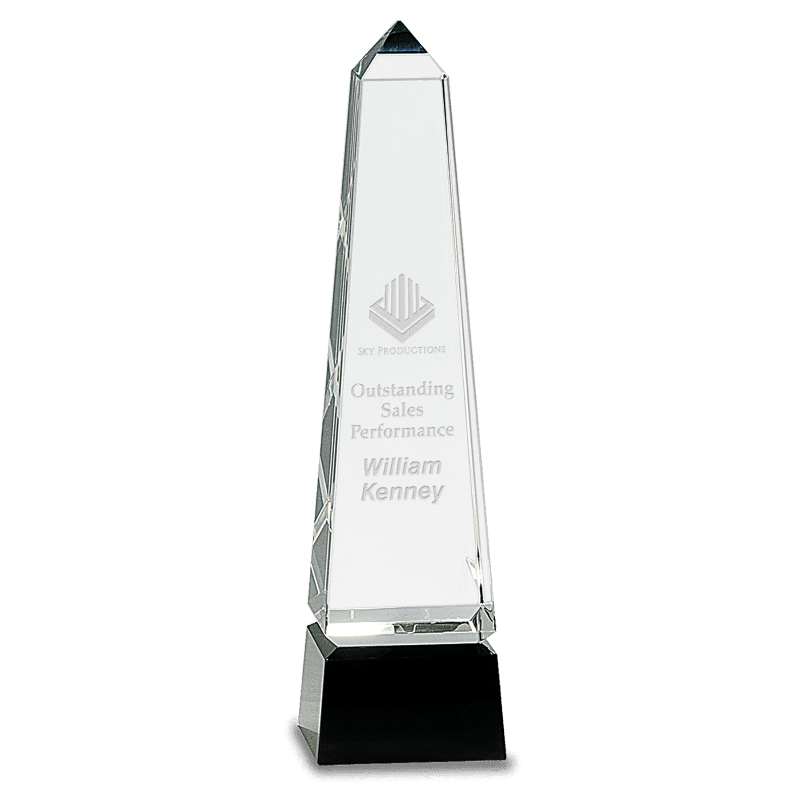 10" Crystal Obelisk on a Black Crystal Base