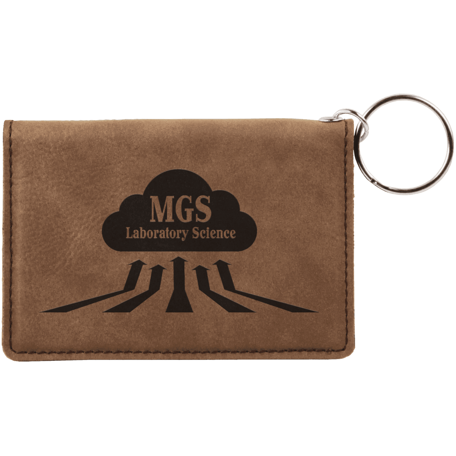 Dark Brown Leatherette ID Holder Keychain