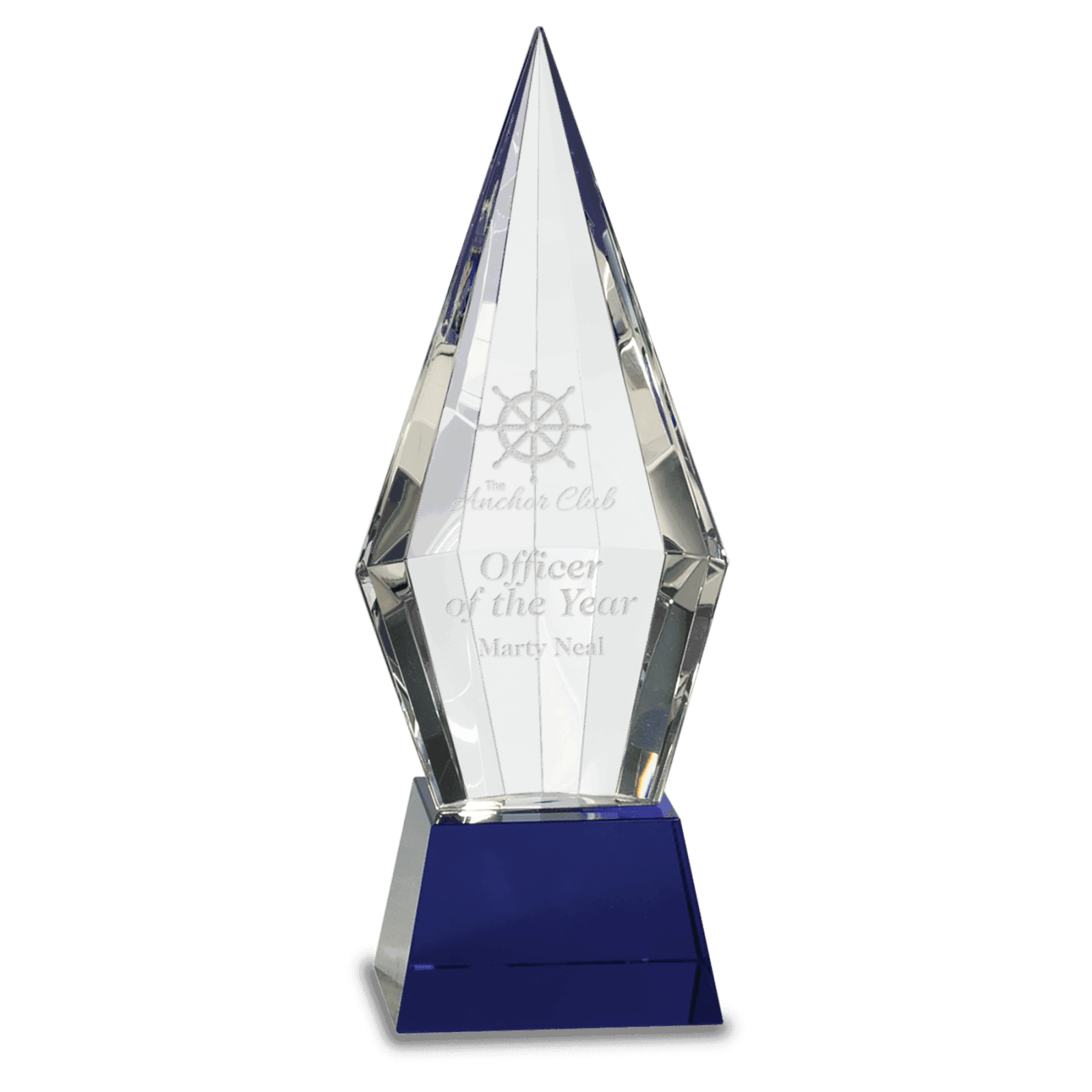 9 1/2" Crystal Faceted Obelisk on a Blue Crystal Base