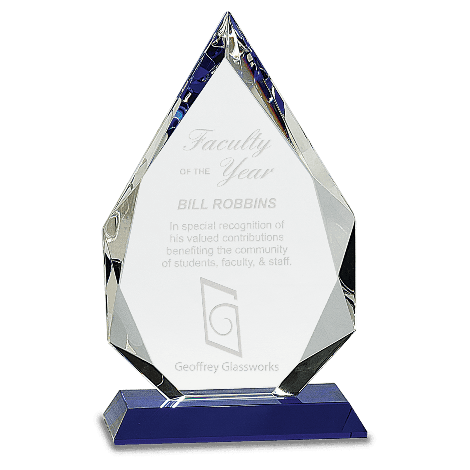 10" Crystal Diamond on a Blue Crystal Base