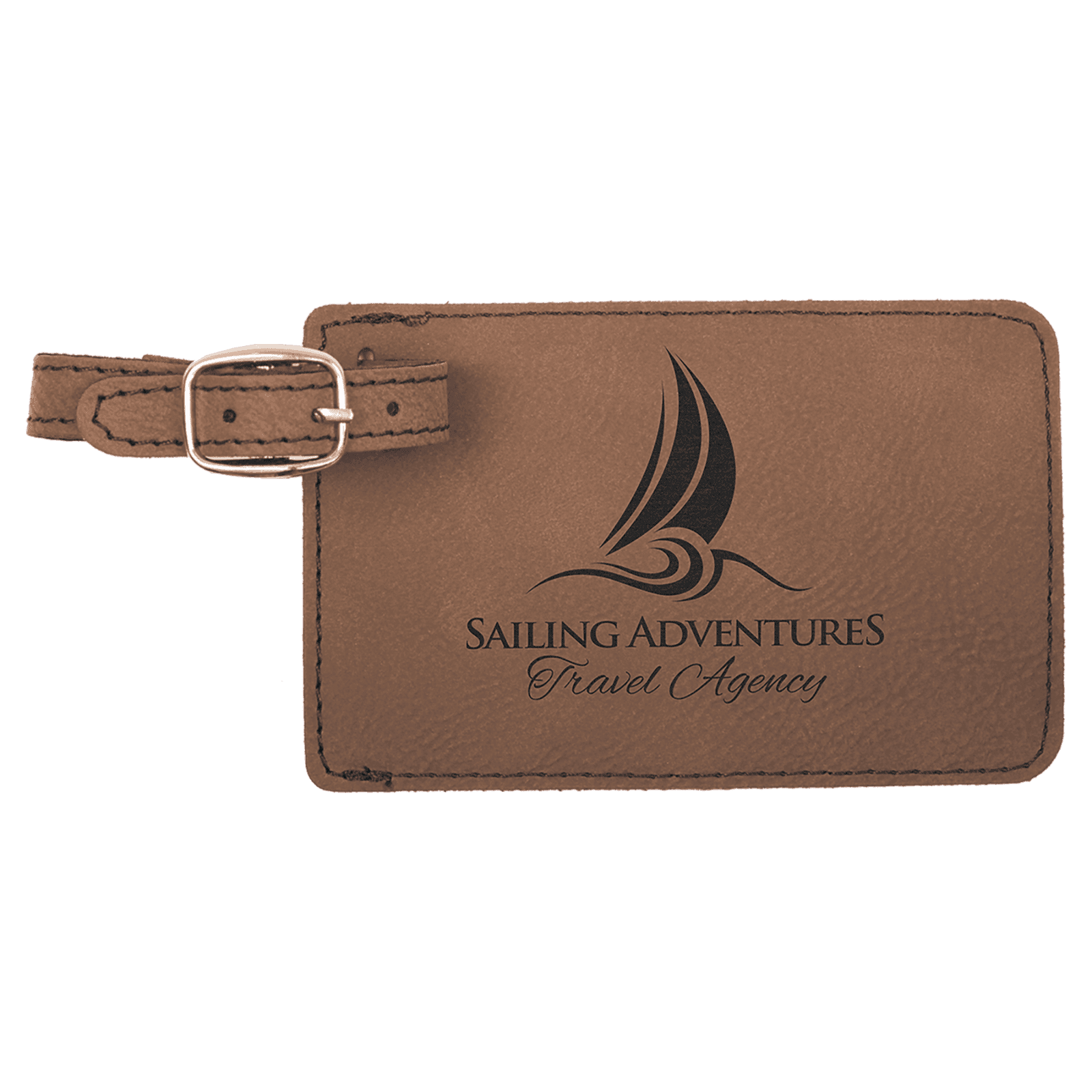 Dark Brown Leatherette Luggage Tag