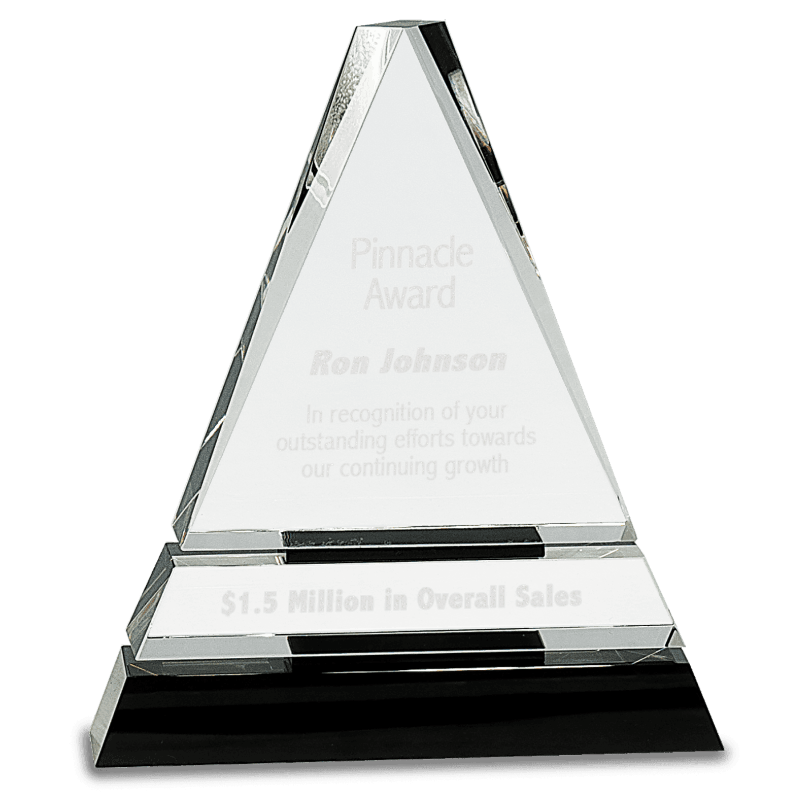 7 3/4" Crystal Triangle on a Black Crystal Base