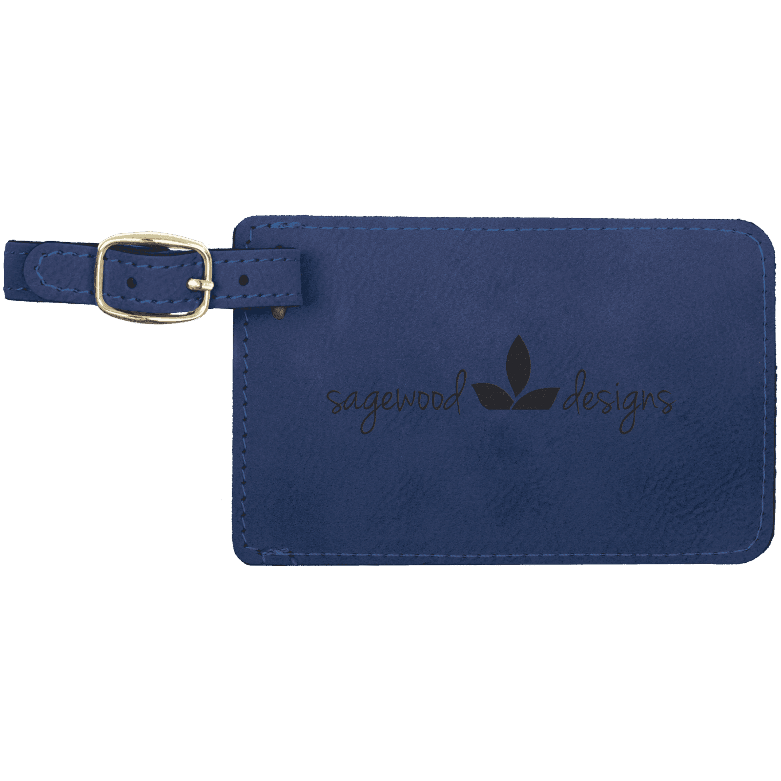 Blue/Black Leatherette Luggage Tag