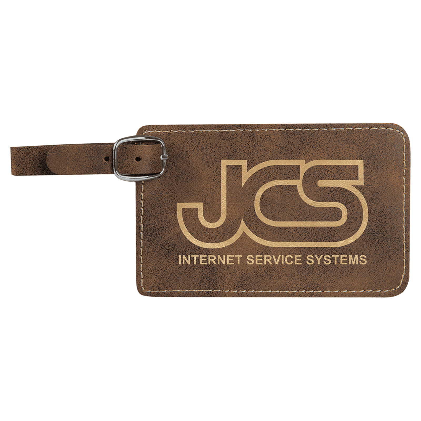 Rustic/Gold Leatherette Luggage Tag