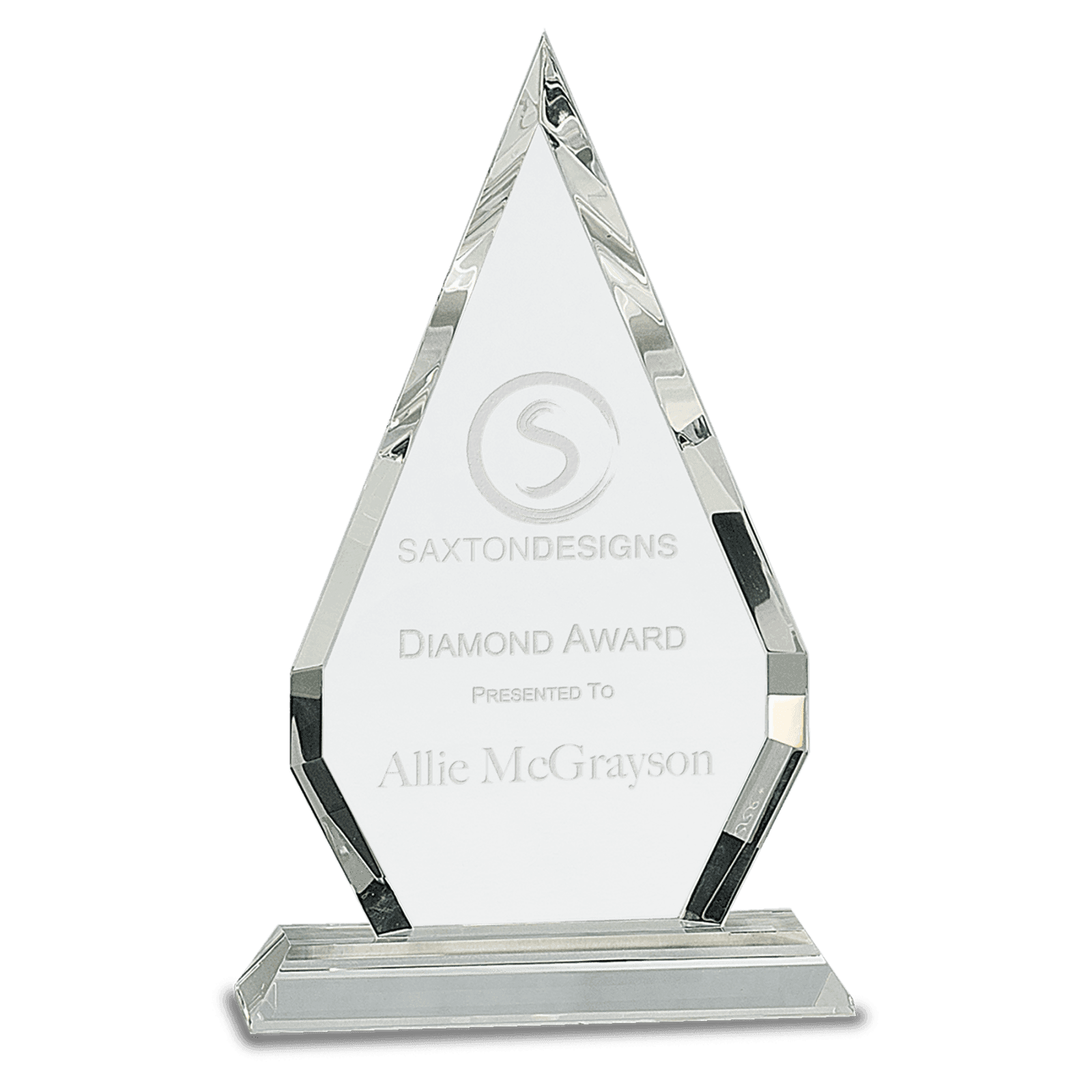 10" Crystal Diamond on a Clear Crystal Base