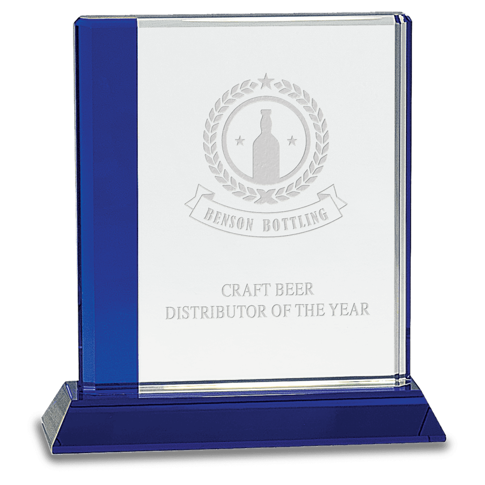 7" Crystal with Blue Edge on a Blue Crystal Base