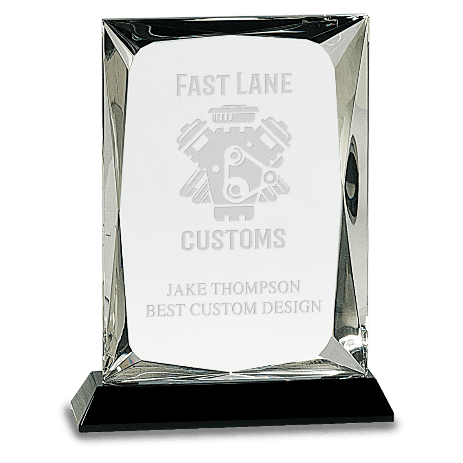 7" Crystal Facet Rectangle on a Black Crystal Base