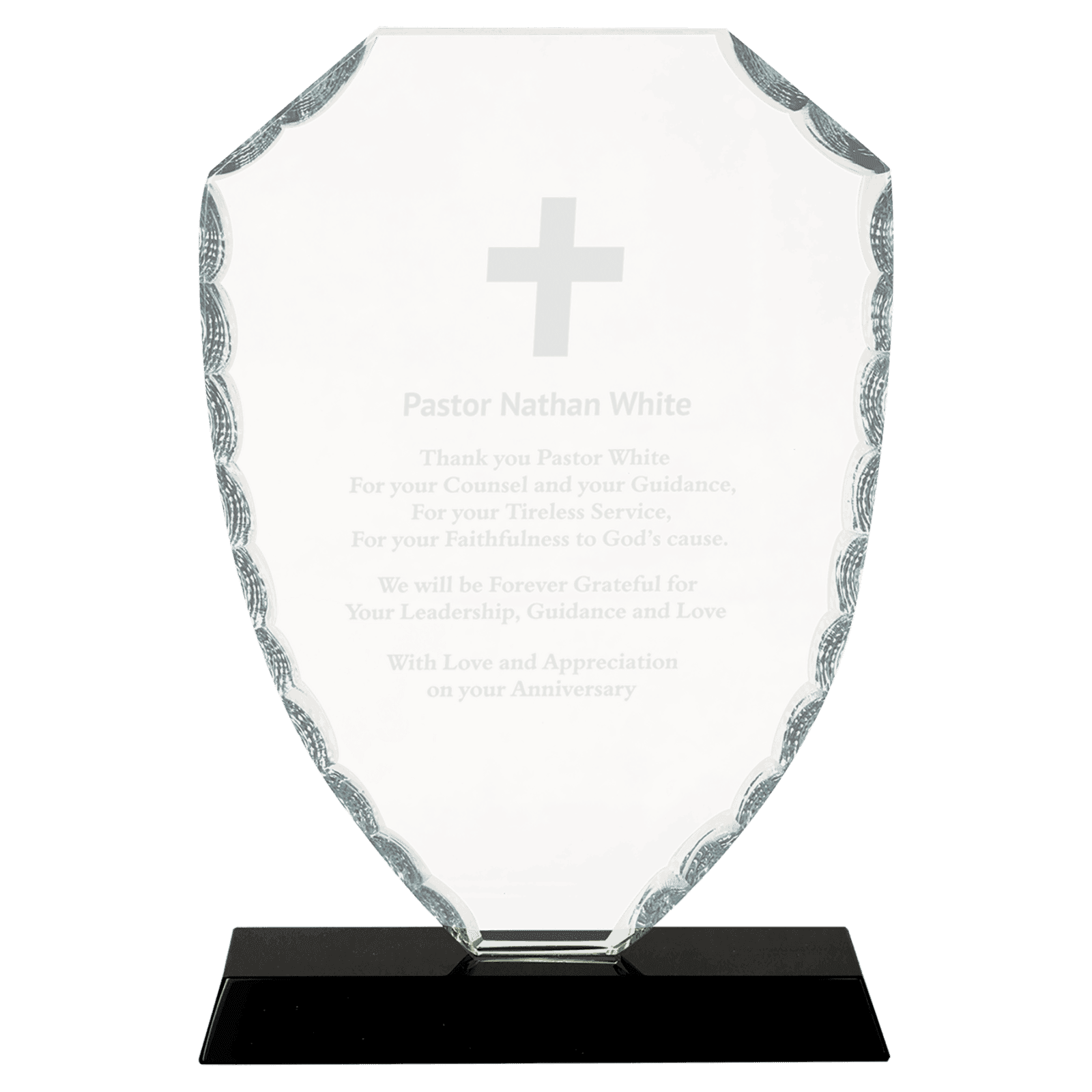8 1/4" Shield Facet Glass on a Black Crystal Base