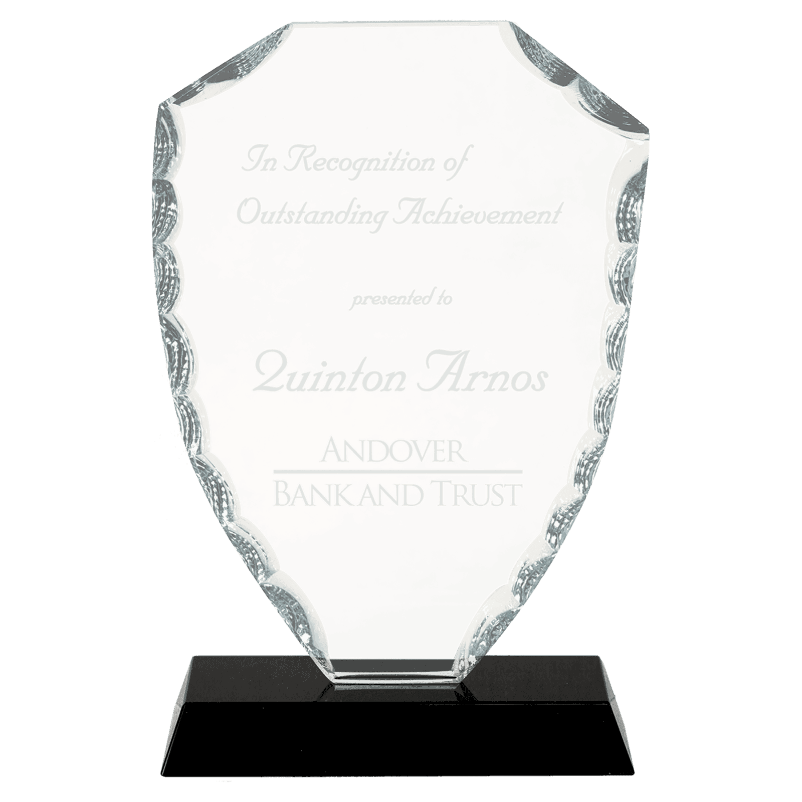6 1/2" Shield Facet Glass on a Black Crystal Base
