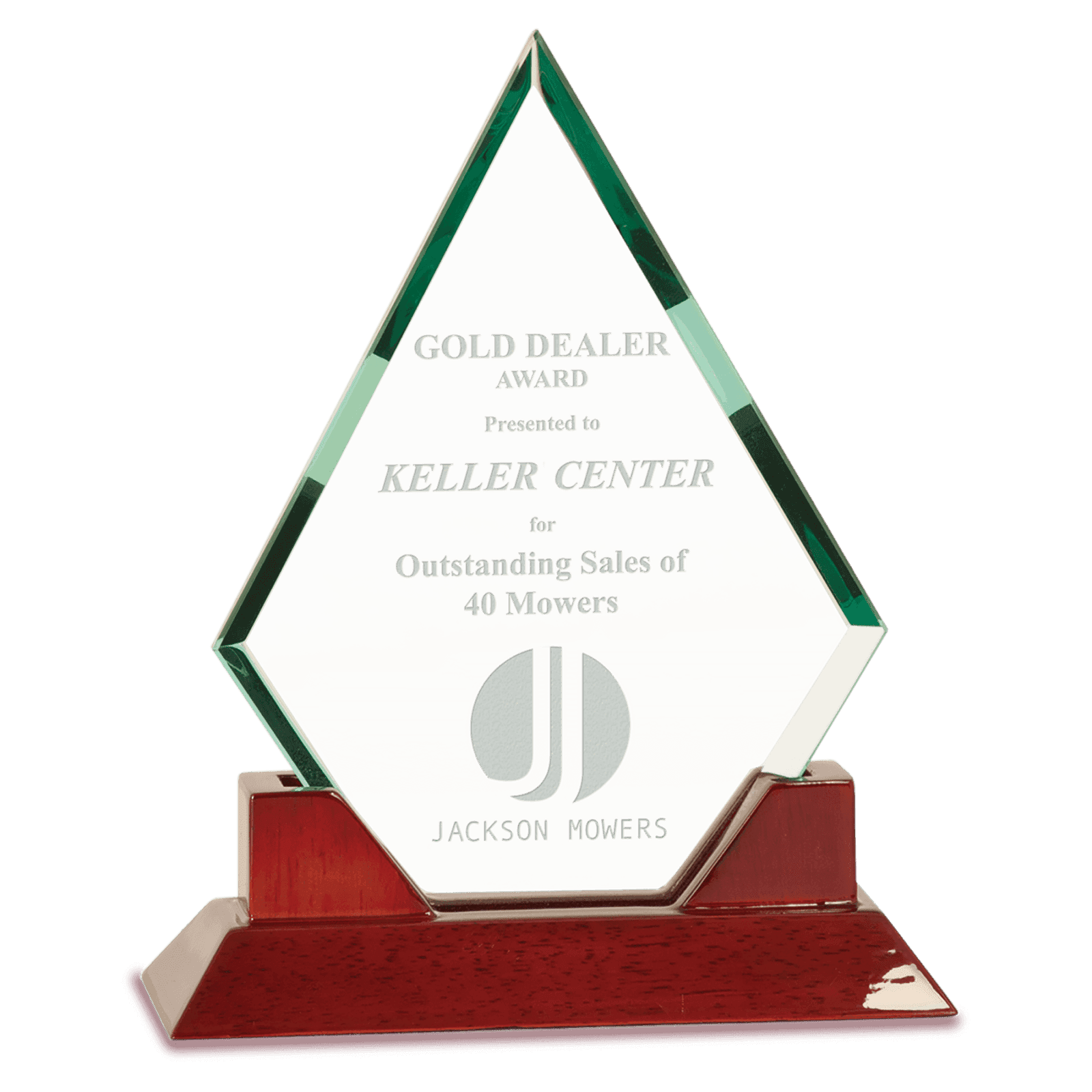 8 1/2" Diamond Premier Jade Glass with Rosewood Piano Finish Base