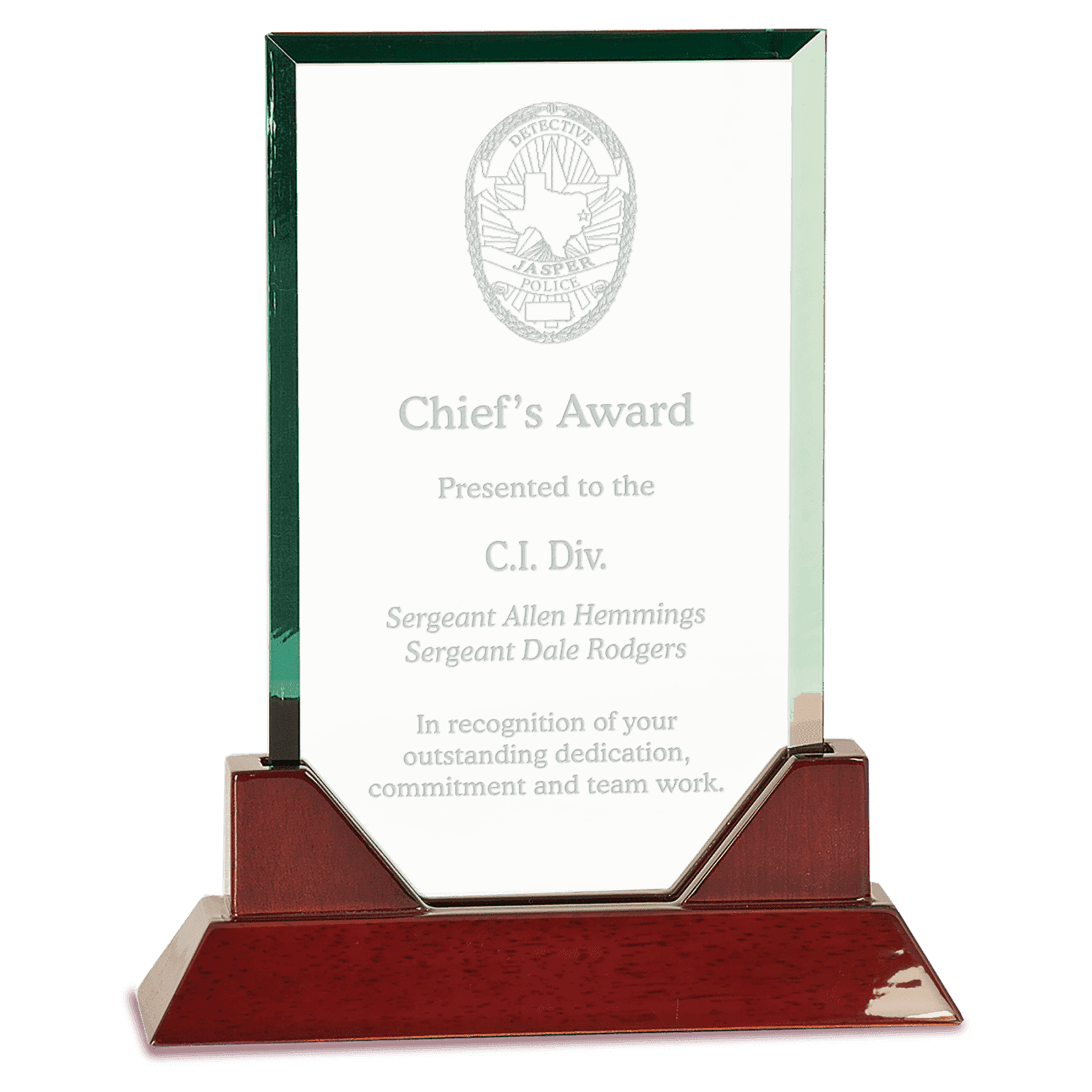 9 3/4" Rectangle Jade Glass on a Rosewood Piano Finish Base