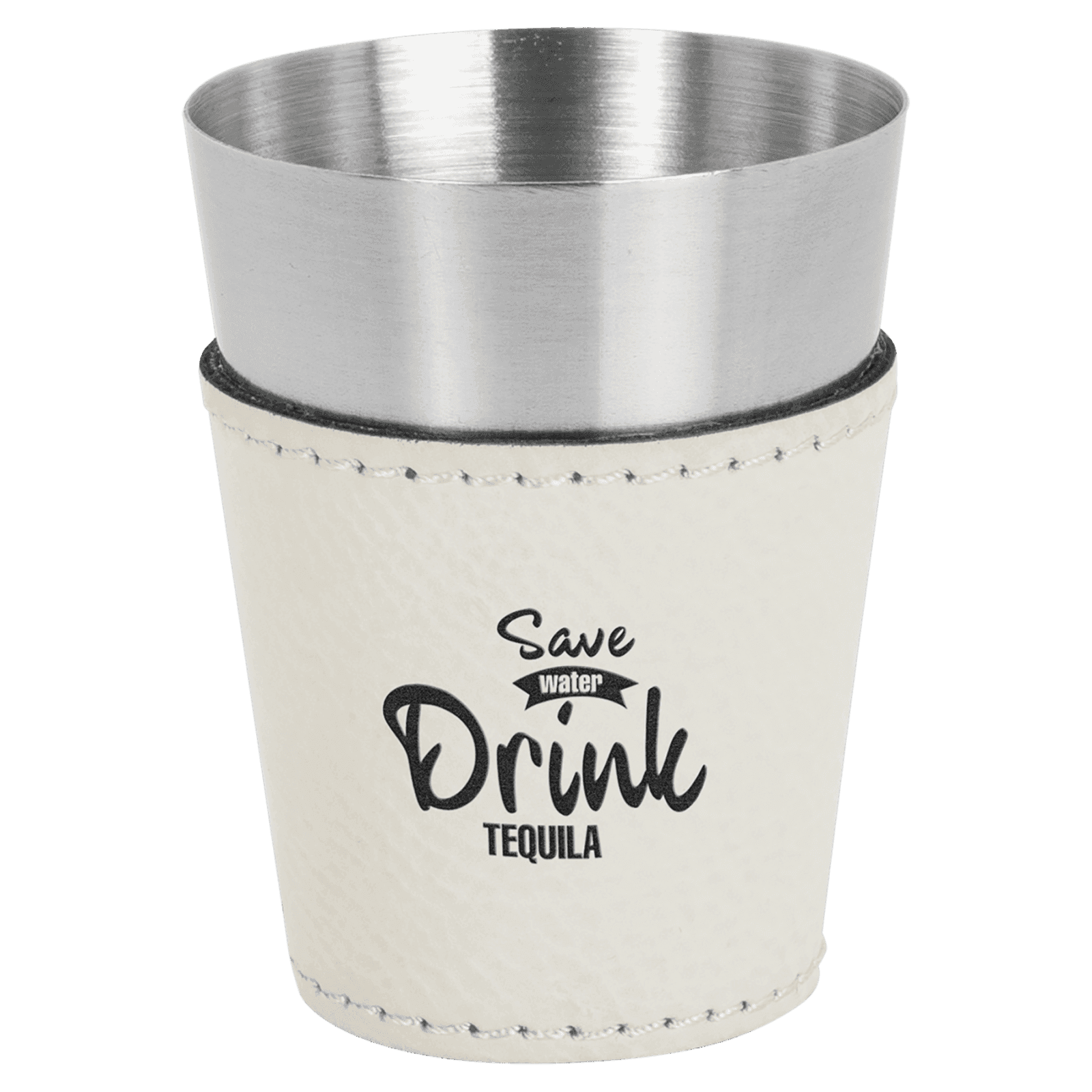White Leatherette Shot Glass