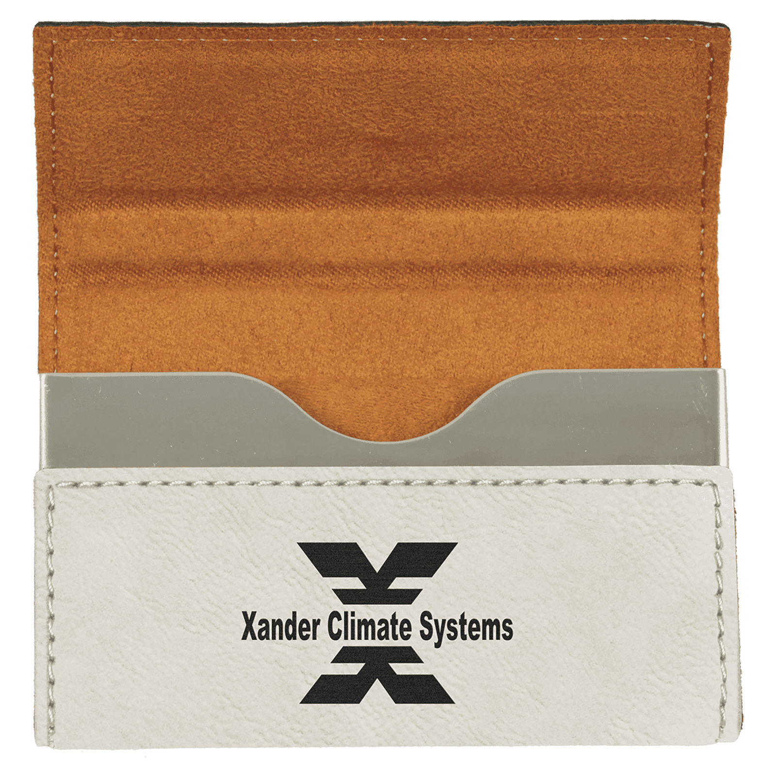 White Leatherette Hard Business Card Case with Magnetic Closure