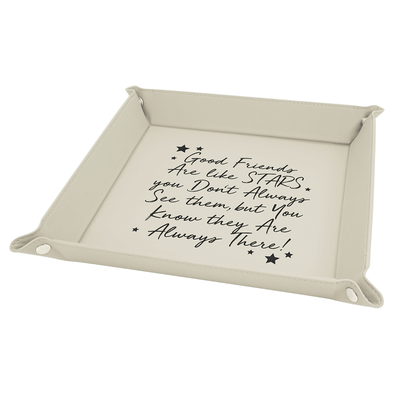 White Lasrable Leatherette Snap up Tray with Silver Snaps