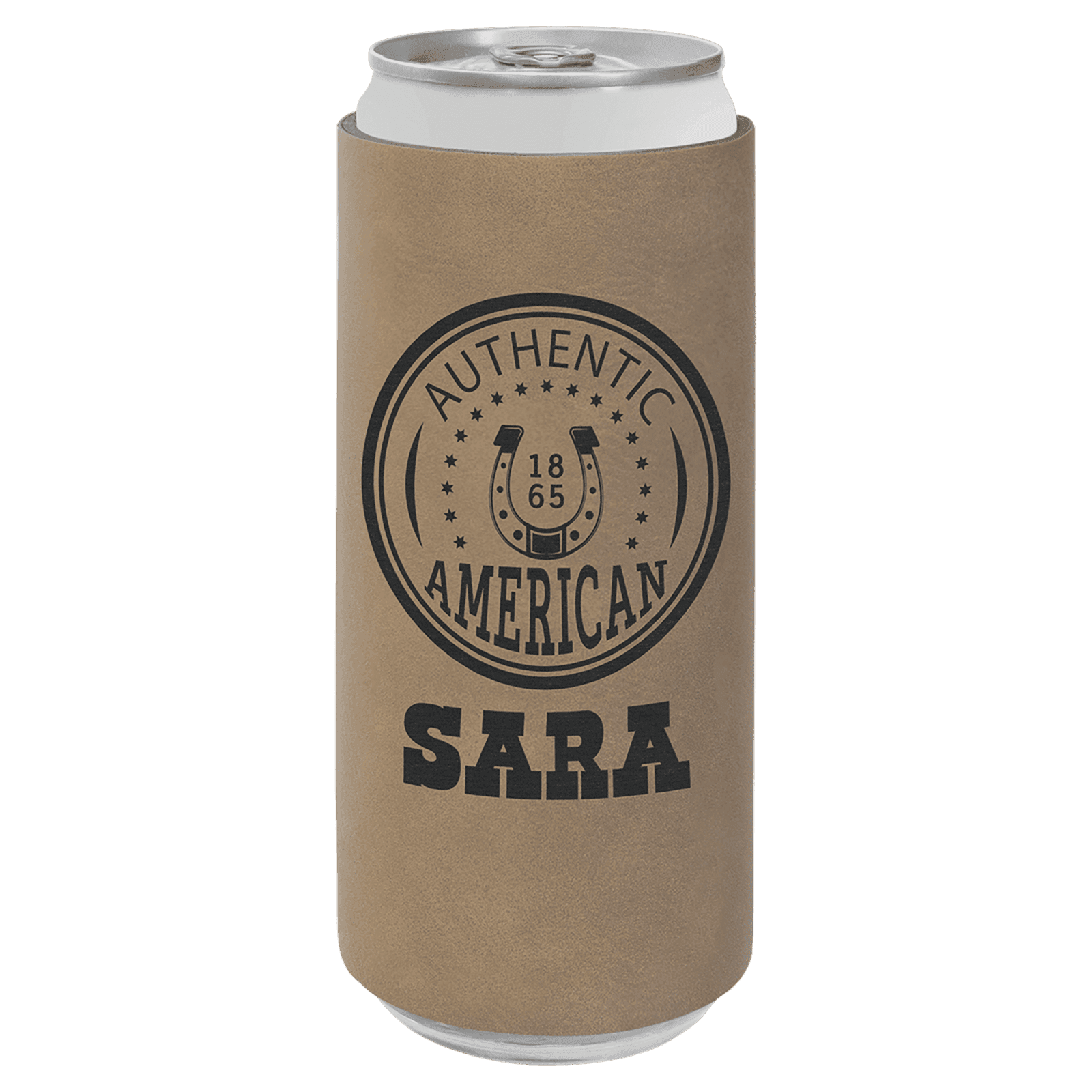 Light Brown Leatherette Slim Beverage Holder