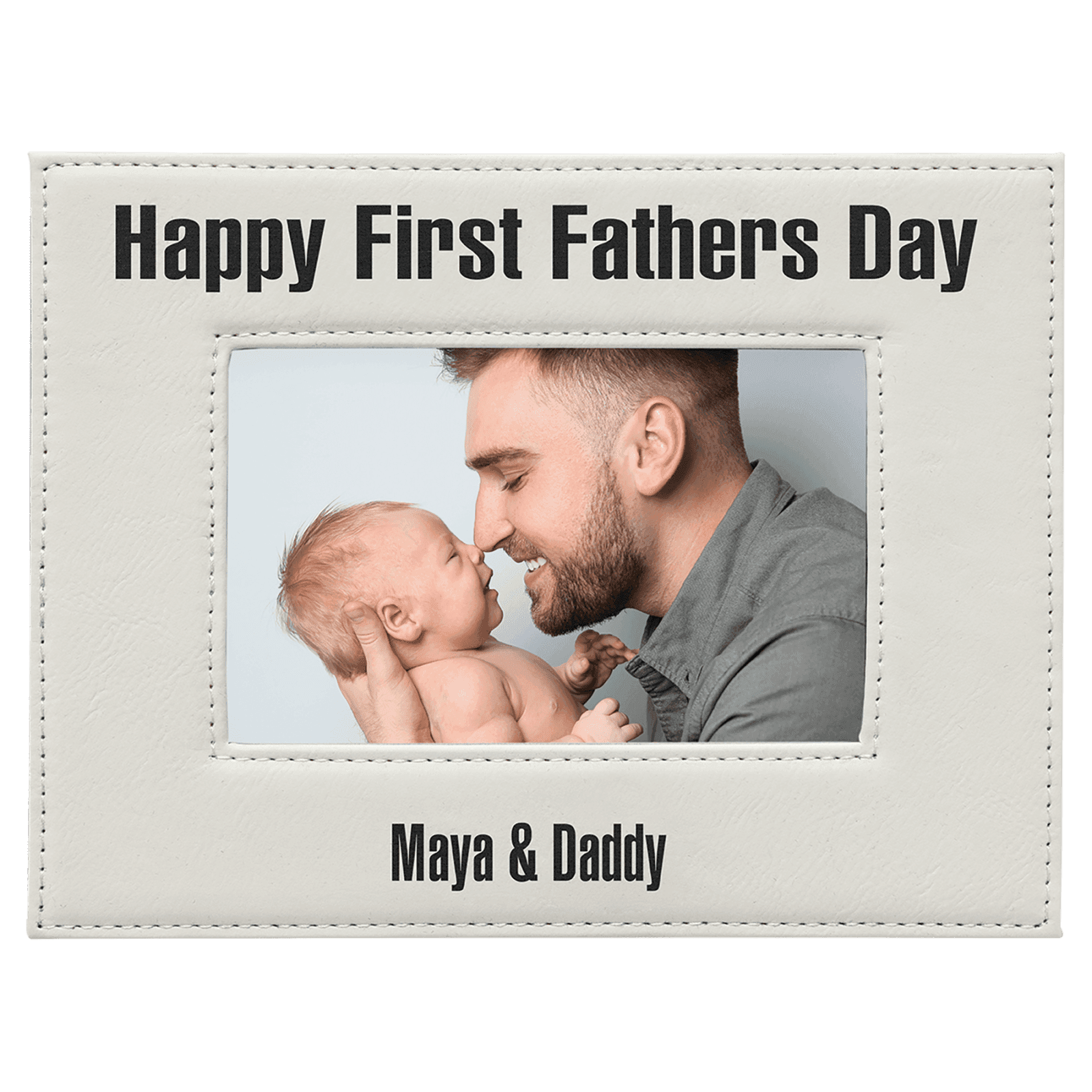 White Leatherette Photo Frame