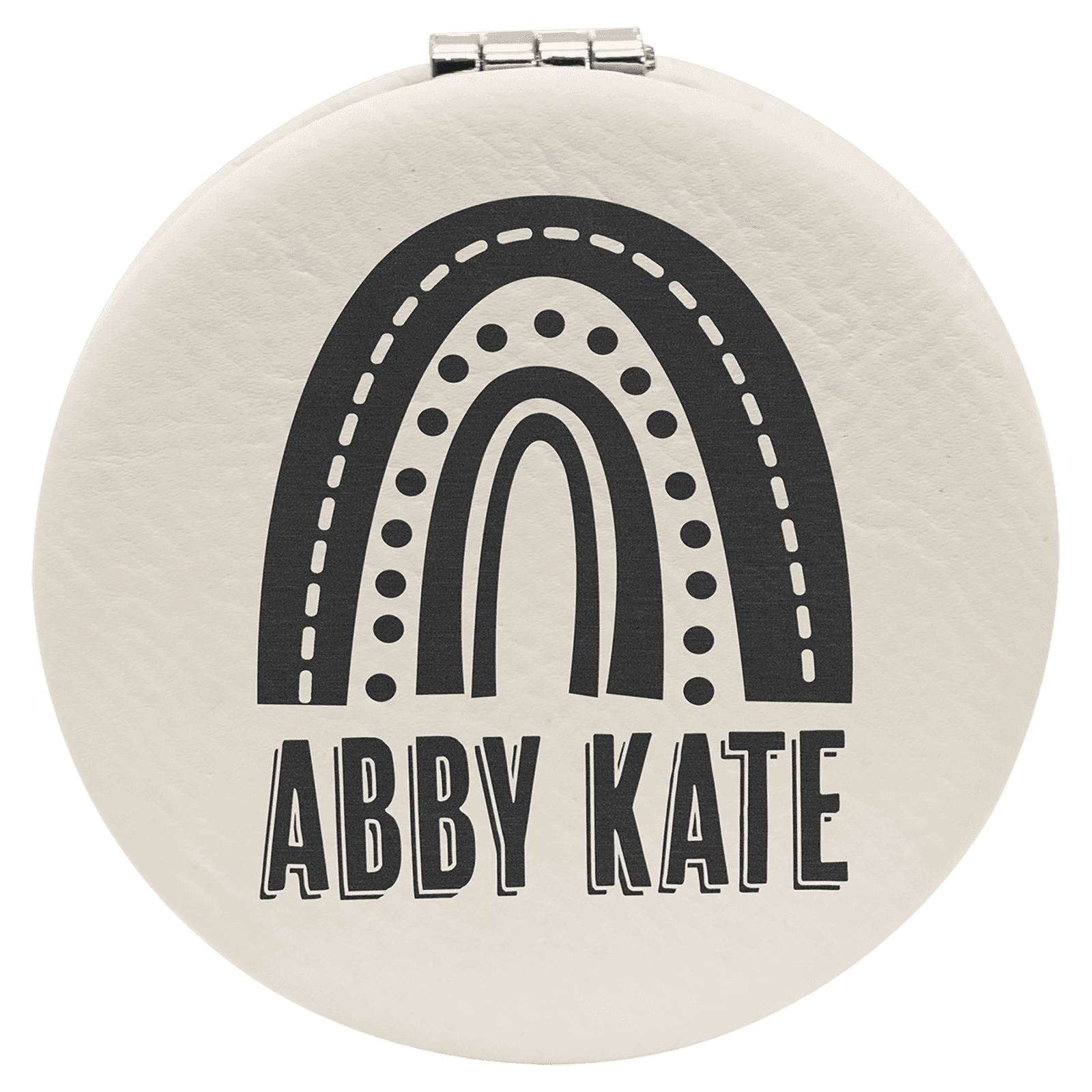 White Lasered Leatherette Compact Mirror
